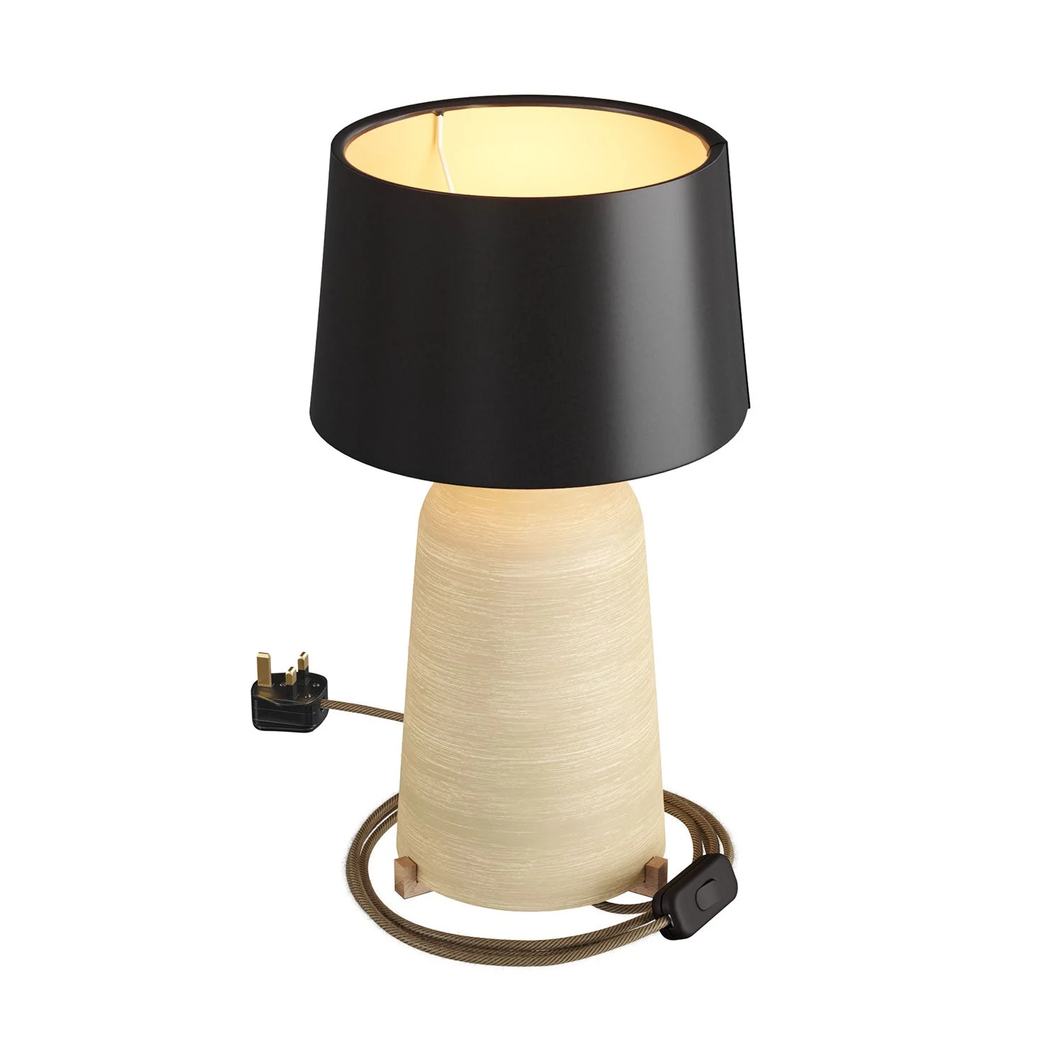 Bottiglia ceramic table lamp with Athena lampshade and UK plug - Black
