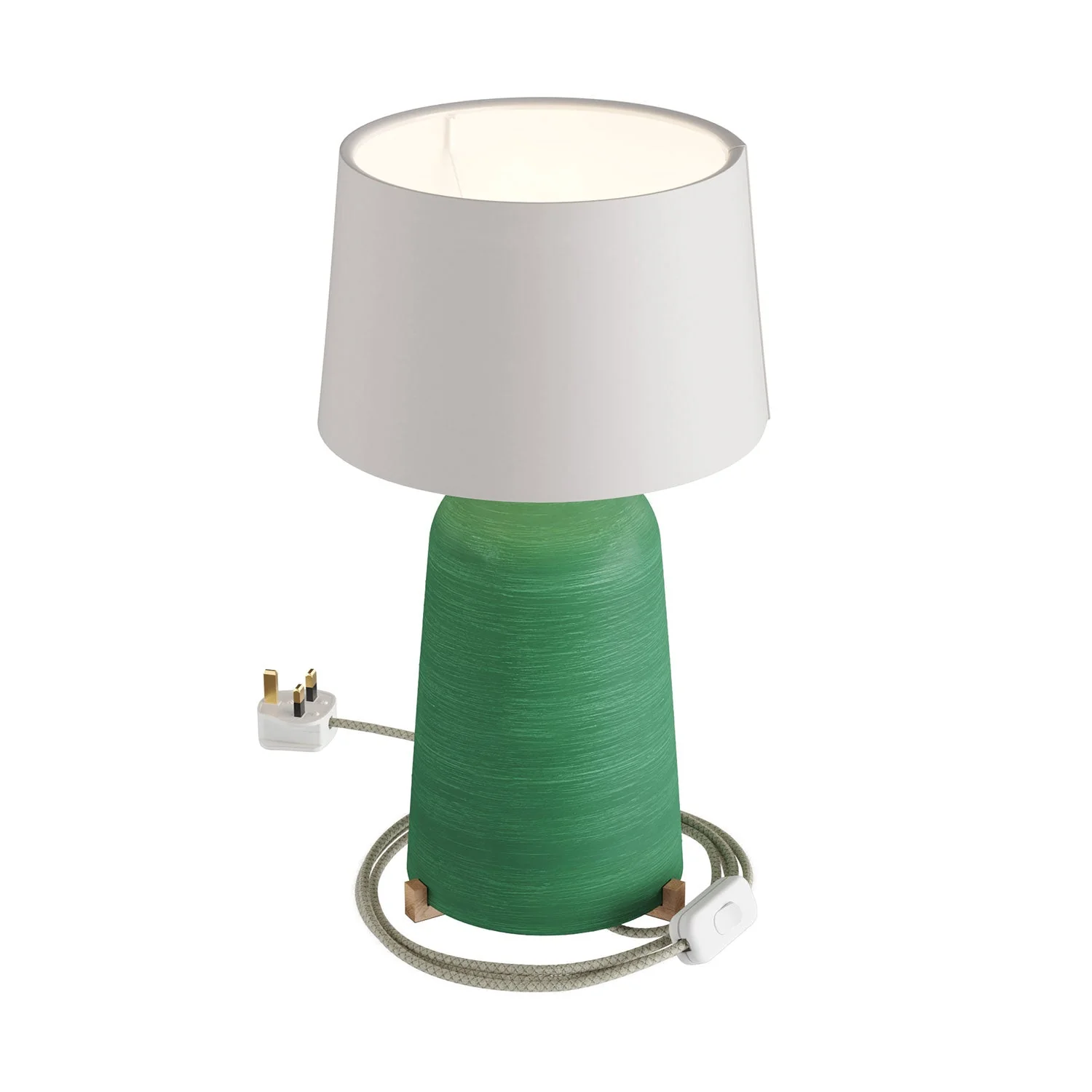 Ceramic bottle table lamp with Athena lampshade and UK plug - White