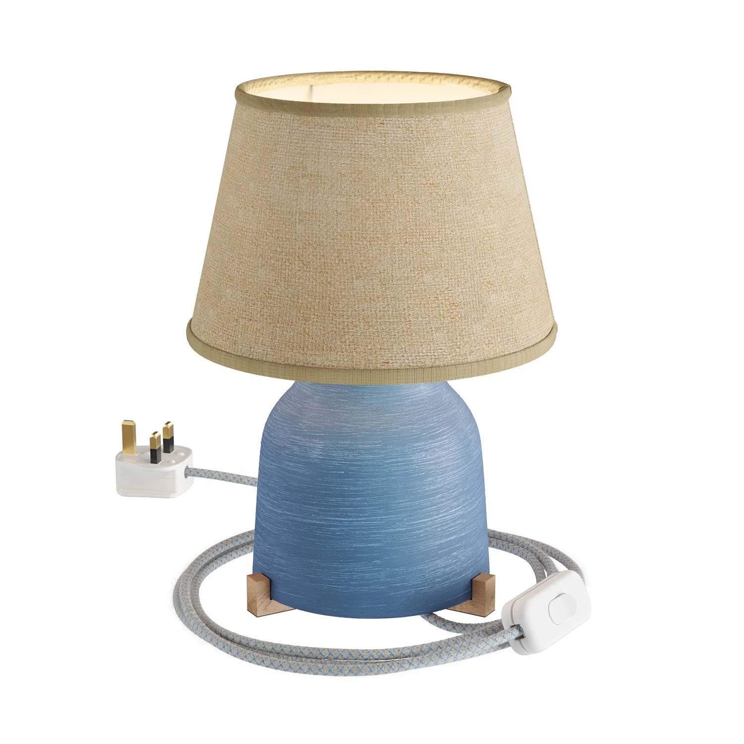 Vase ceramic table lamp with Impero lampshade and UK plug - Natural jute