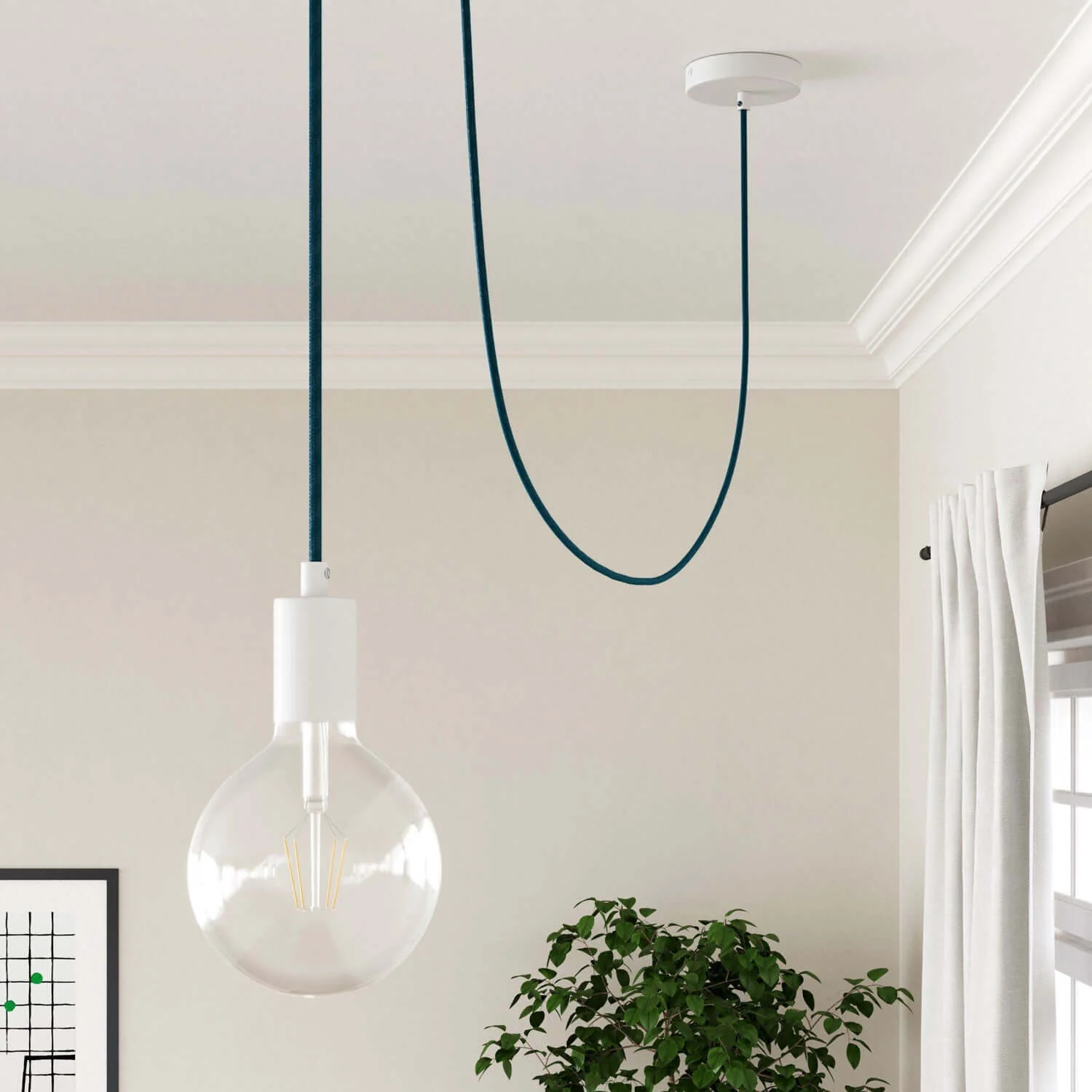 Cerulean cotton cable - The Original Creative Cables, to enhance modern and contemporary lamps - RC21 - Image 4