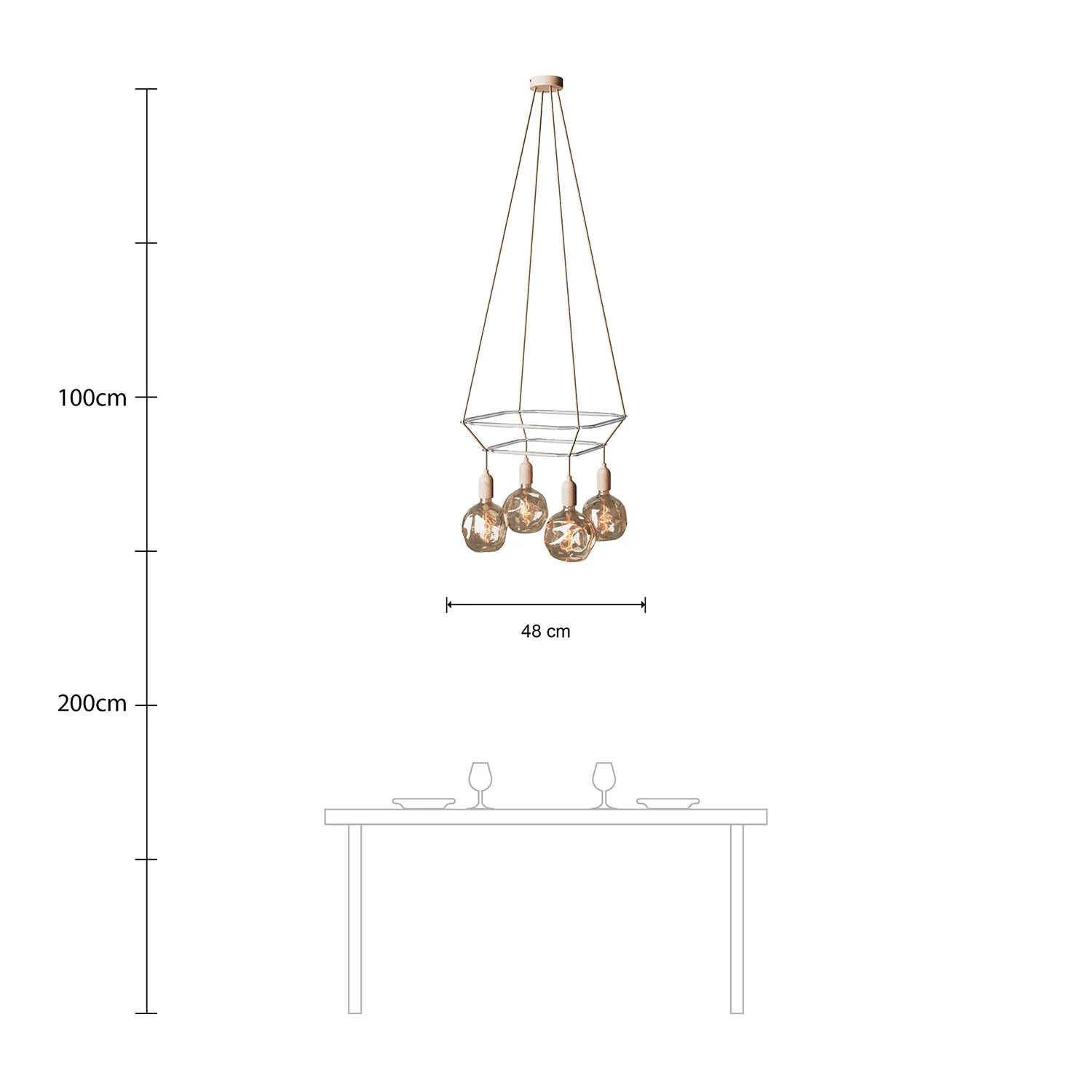 2 Cage chandelier with 4 drop Globo Bumped – Neutral - Image 6