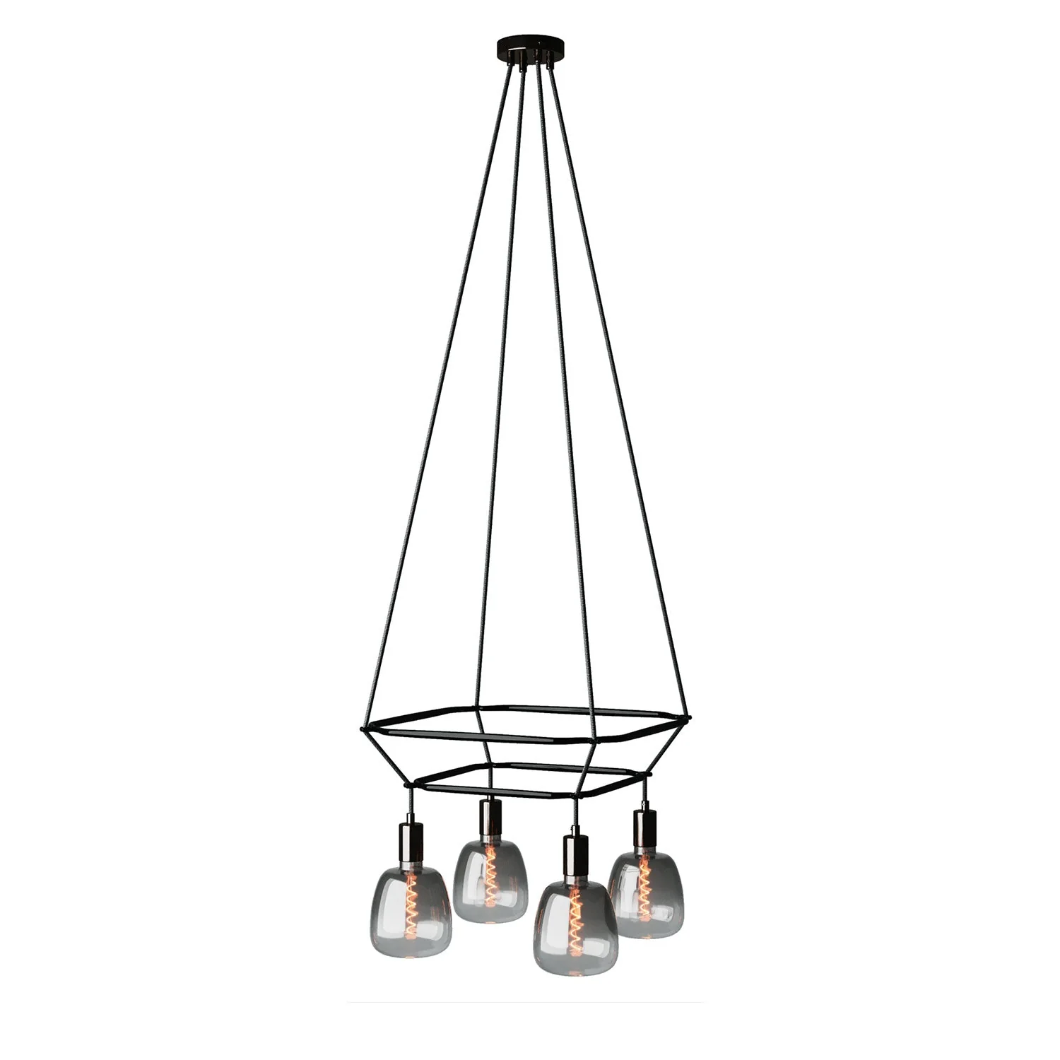 2 Cage Chandelier with 4 Bona Pastel drops – Pearl black