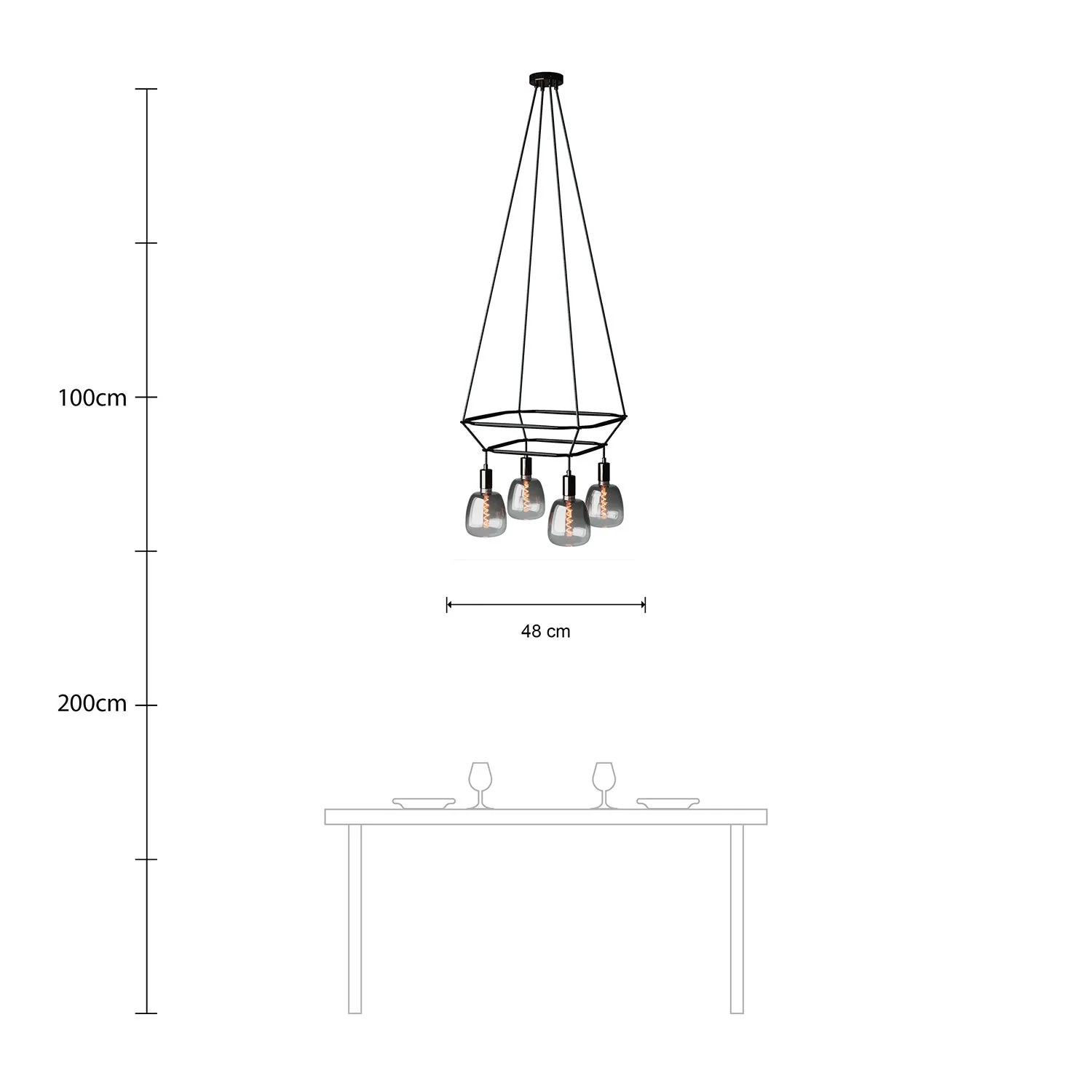 2 Cage Chandelier with 4 Bona Pastel drops – Pearl black - Image 6