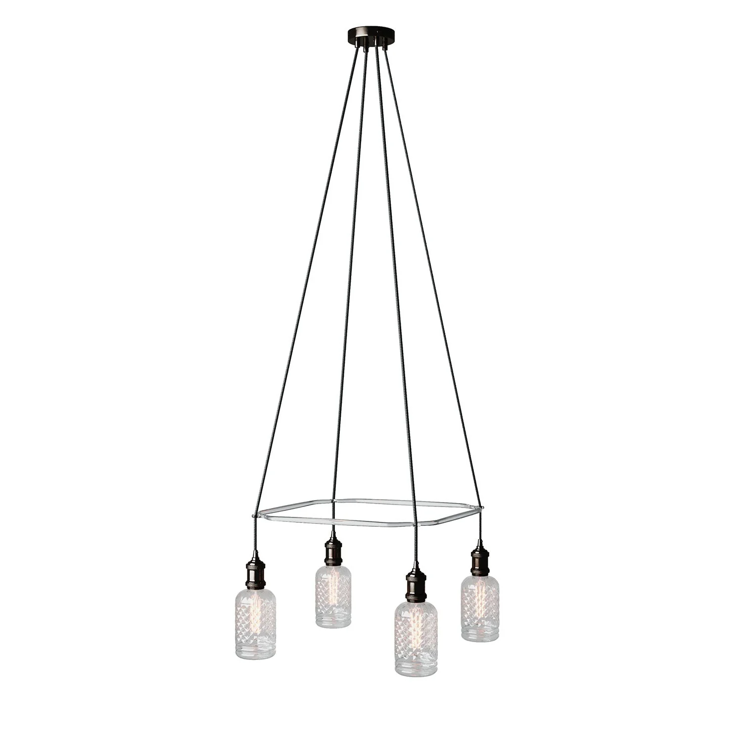 Cage chandelier with 4 Crystal drops - Pearl black