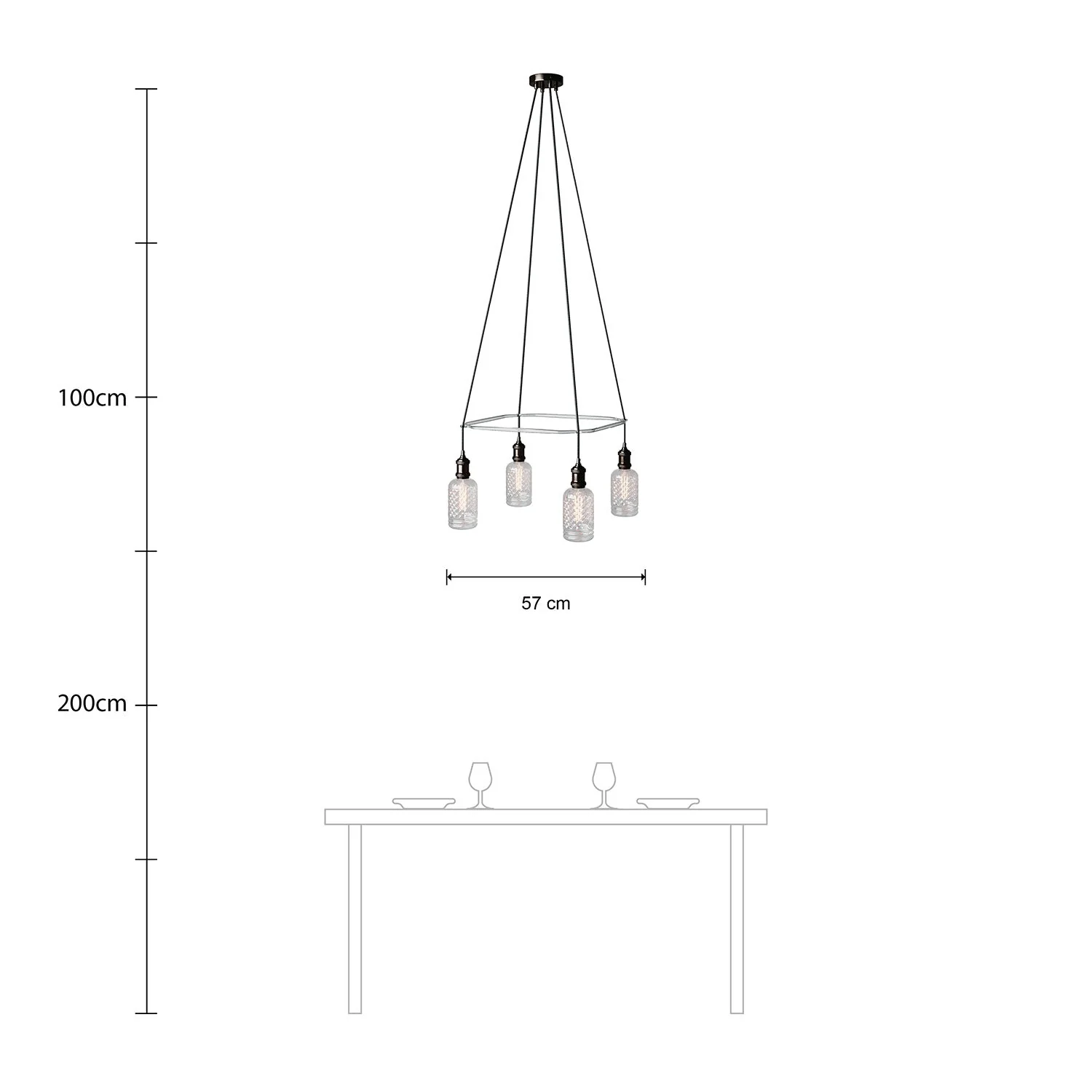 Cage chandelier with 4 Crystal drops - Pearl black - Image 6
