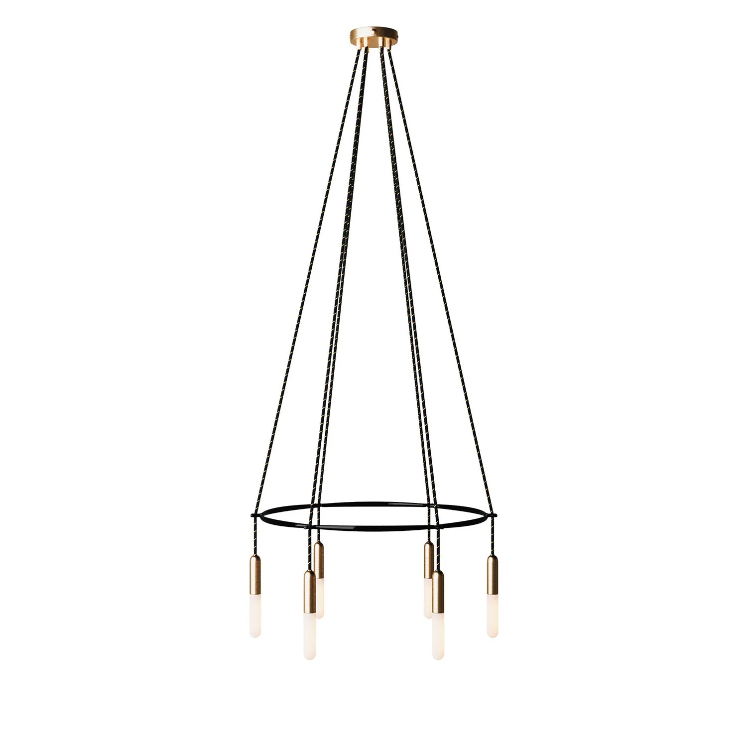 Cage chandelier with 6-drop P-Light - Satin bronze