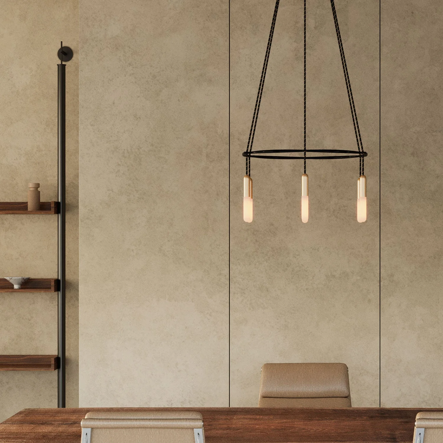 Cage chandelier with 6-drop P-Light - Satin bronze - Image 3