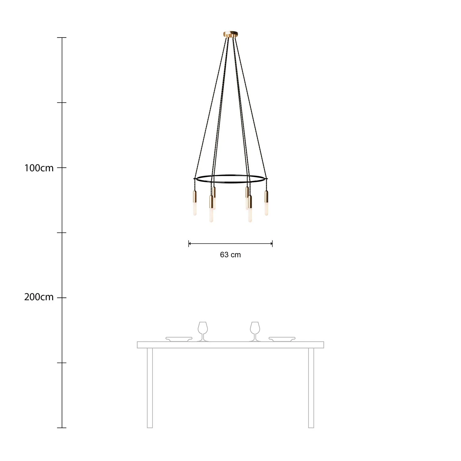 Cage chandelier with 6-drop P-Light - Satin bronze - Image 6