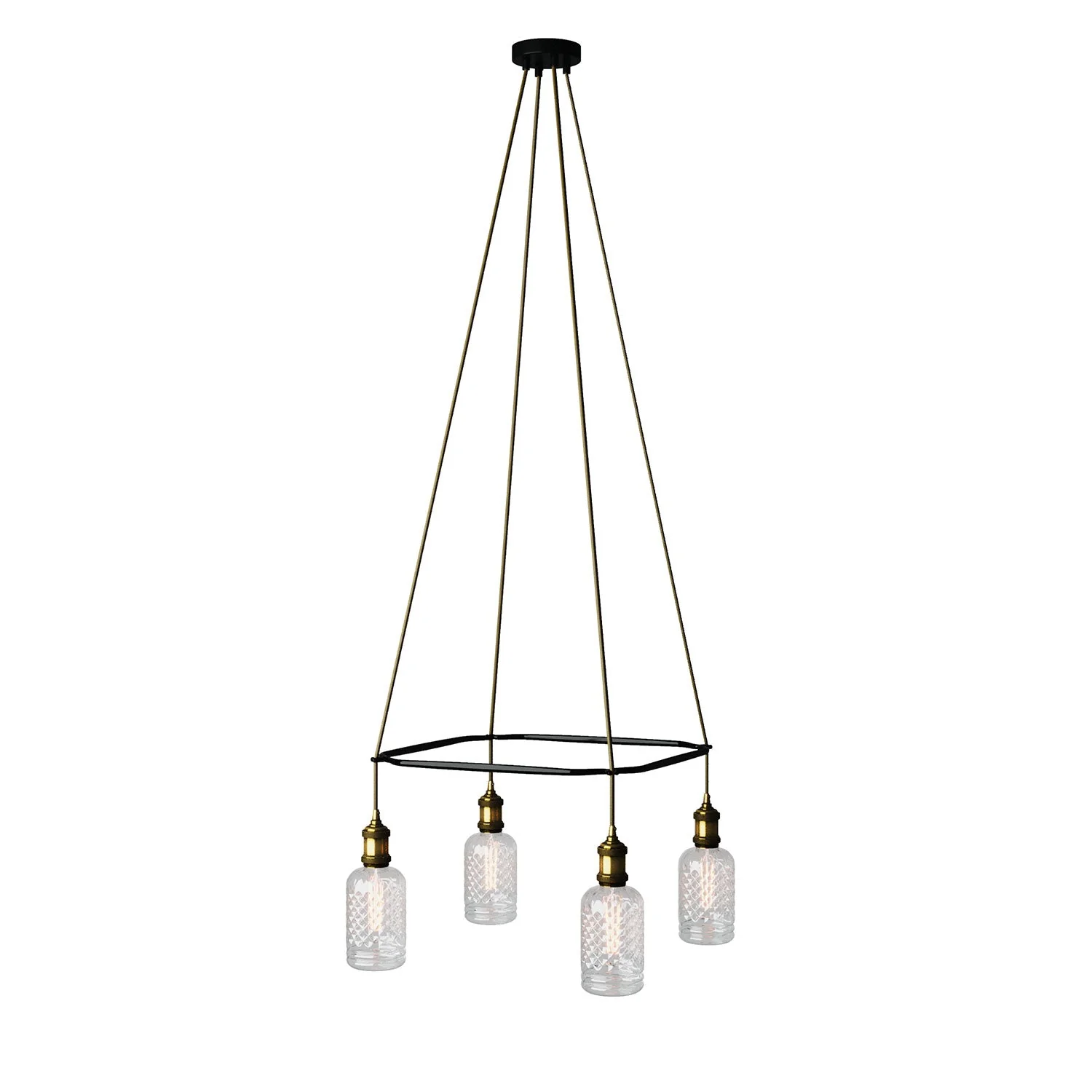 Cage chandelier with 4 drops Crystal - Brass