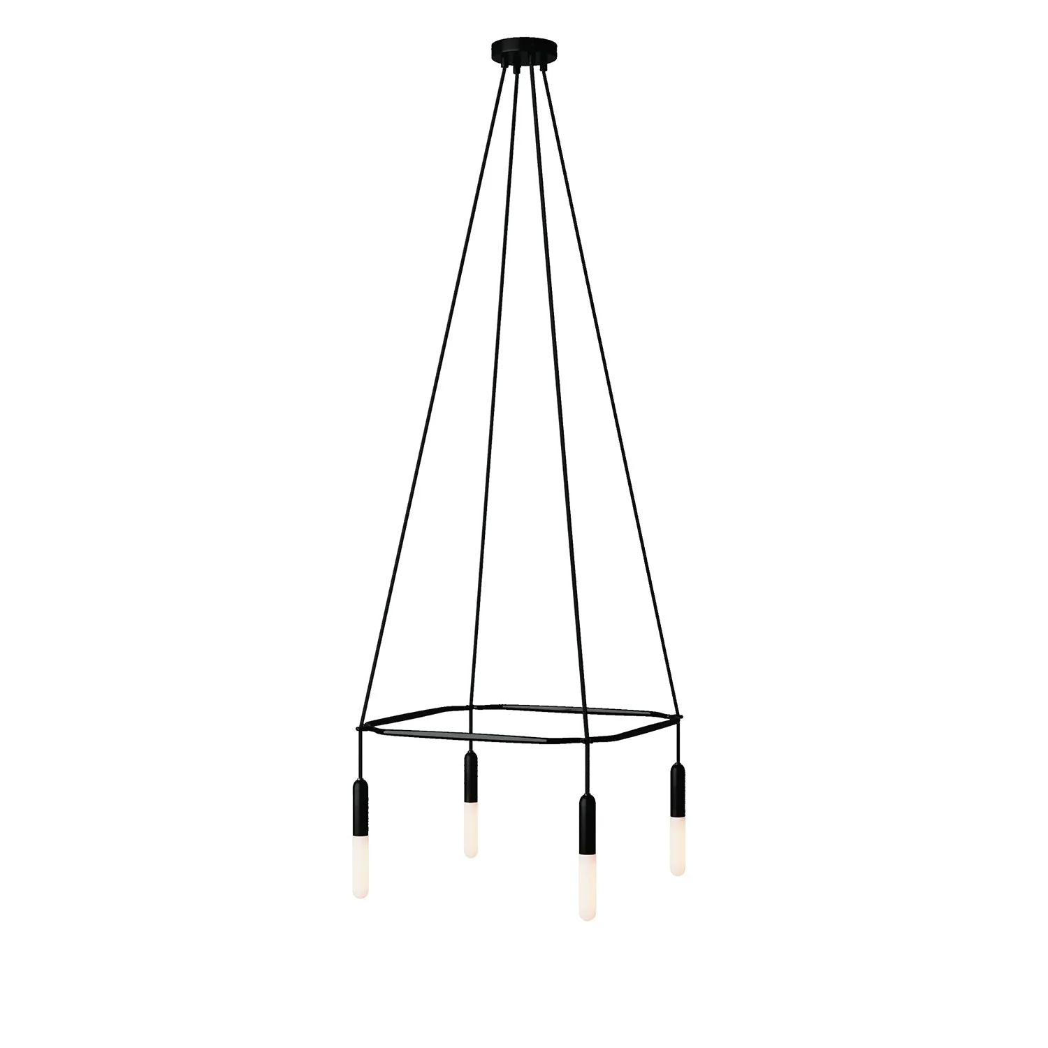 Cage chandelier with 4 P-Light drops - Black