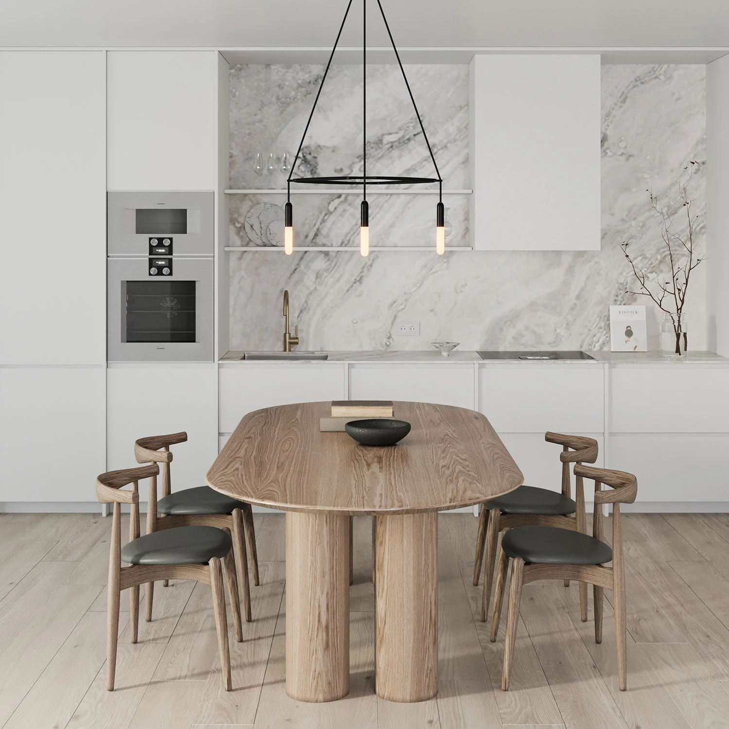 Cage chandelier with 4 P-Light drops - Black - Image 2