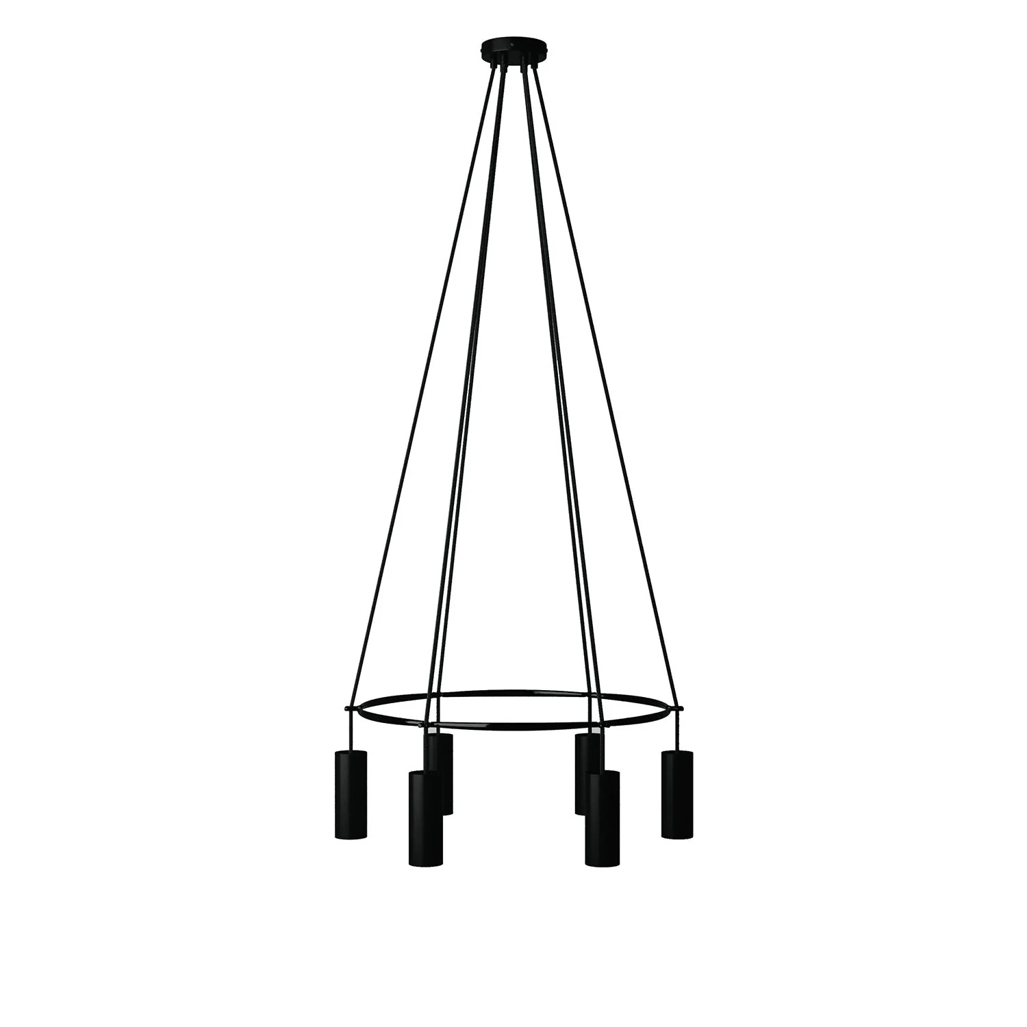 Cage chandelier with 6 Tub-E14 drops - Black