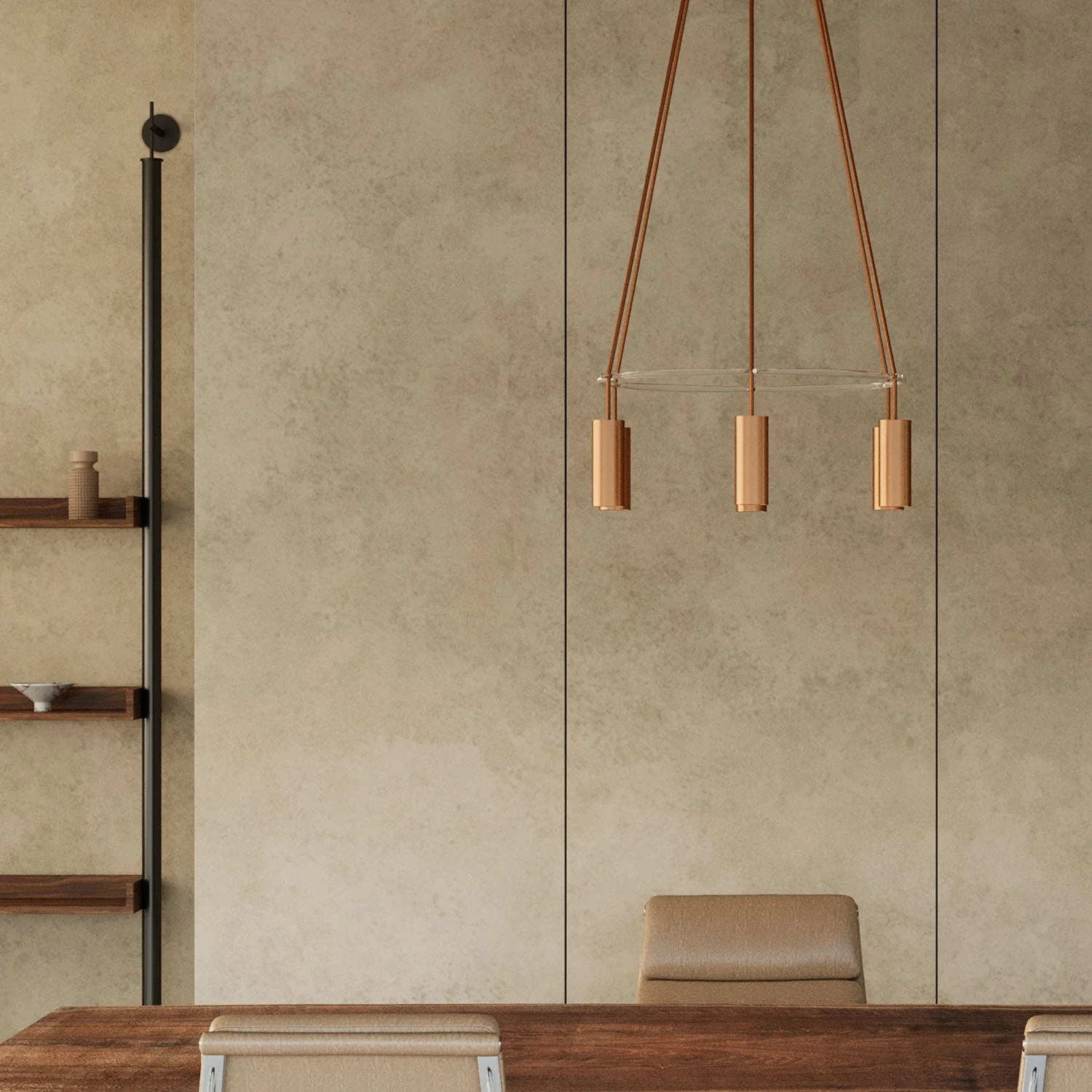 Cage chandelier with 6 Tub-E14 drops - Satin copper - Image 3
