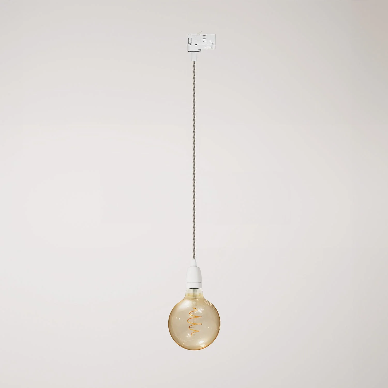 Classic pendant lamp for tracks with porcelain finishes - White