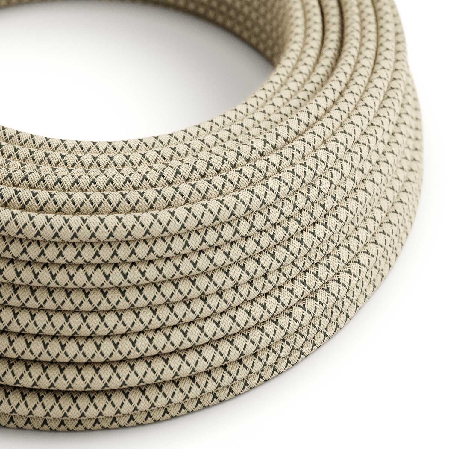 Anthracite Grey and Beige Losanga covered electric cable – The Original Creative Cables, to enhance your chandeliers – RD64