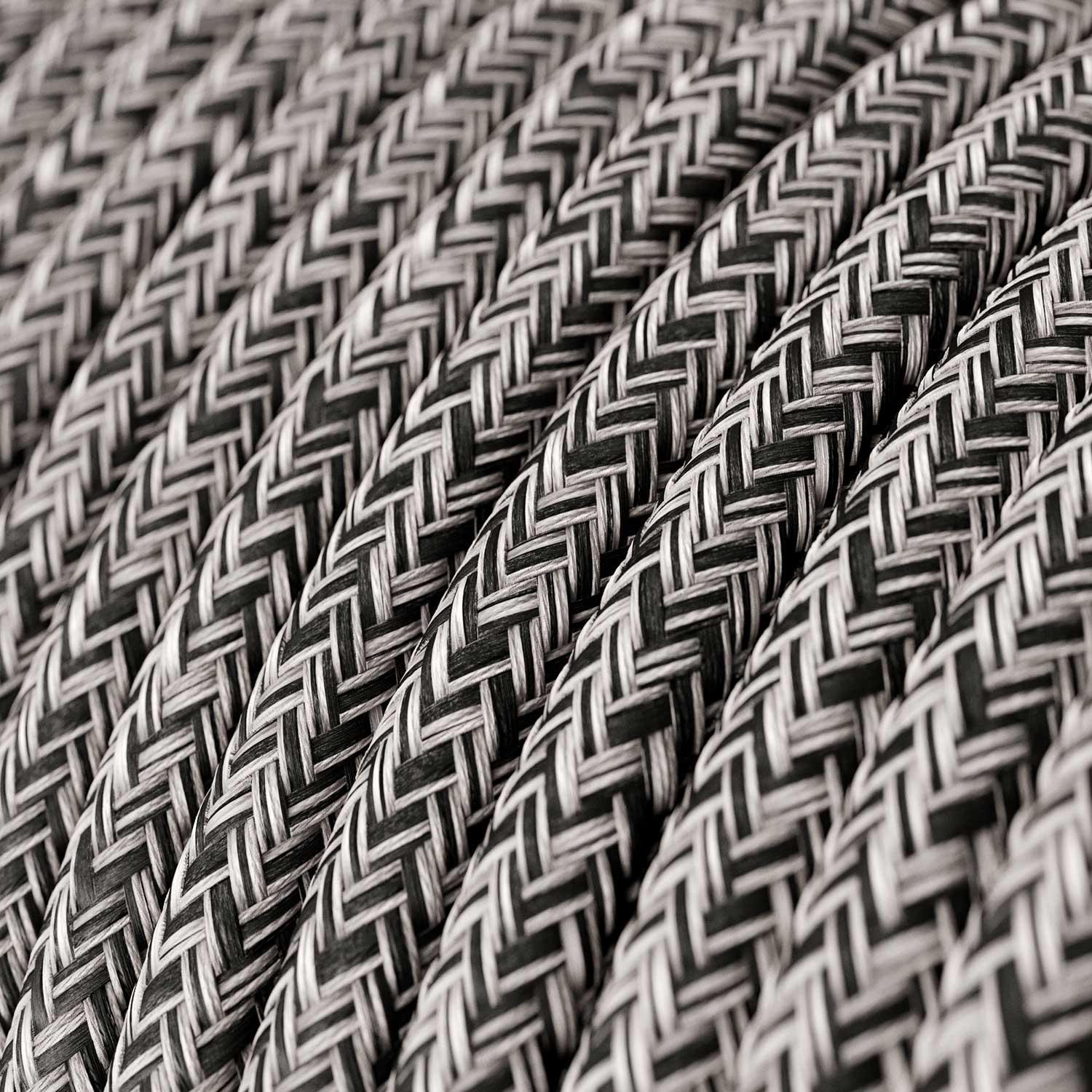 Cloth Covered Wire - Black Glitter Cotton & Natural Linen Tweed RS81 - UL Listed - Image 2