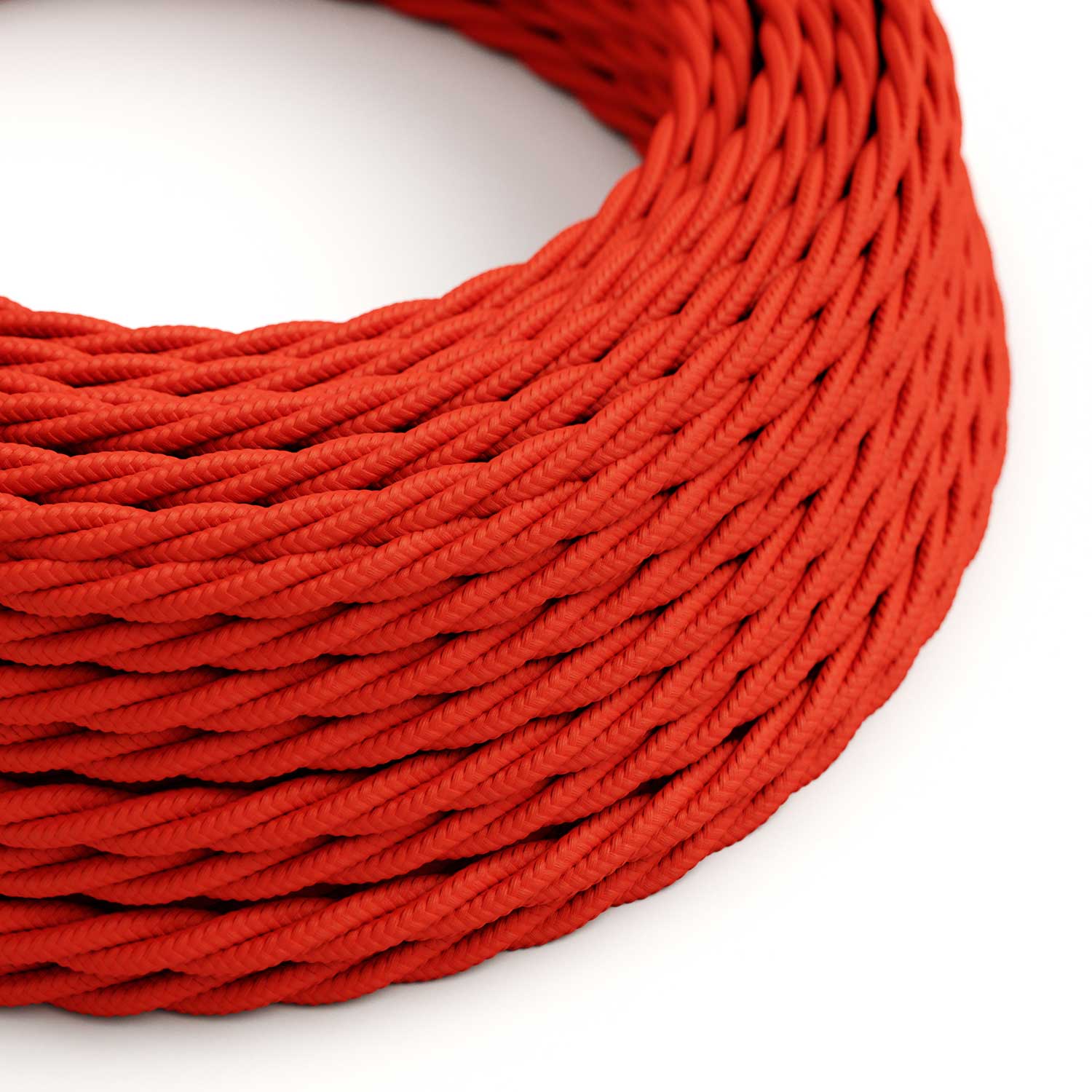 Electric cable with Fire Red braided covering - The Original Creative Cables, for customised lamps - TM09