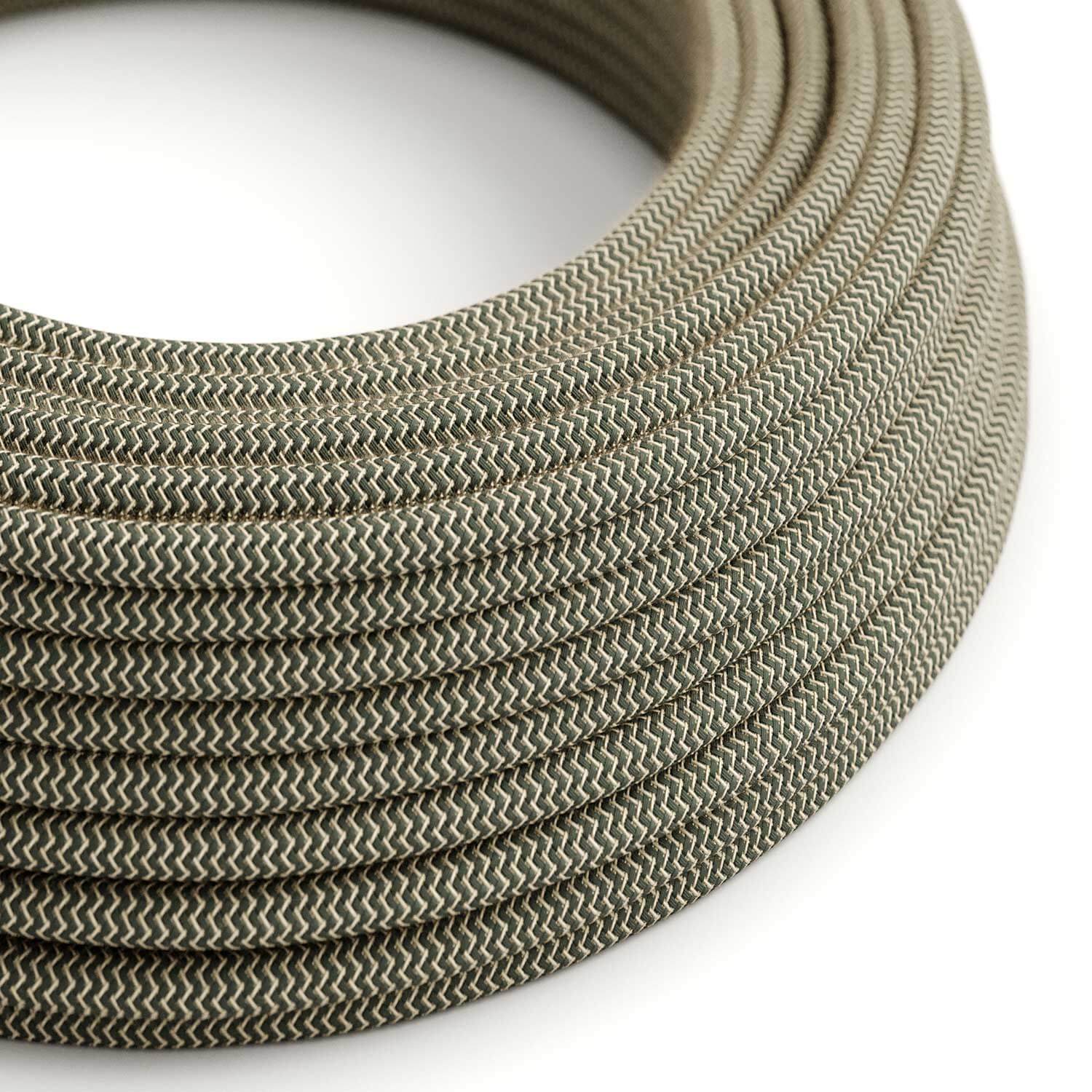 Coloured electric cable in Anthracite Grey and Beige ZigZag - The Original Creative Cables, for creating unique lamps - RD74