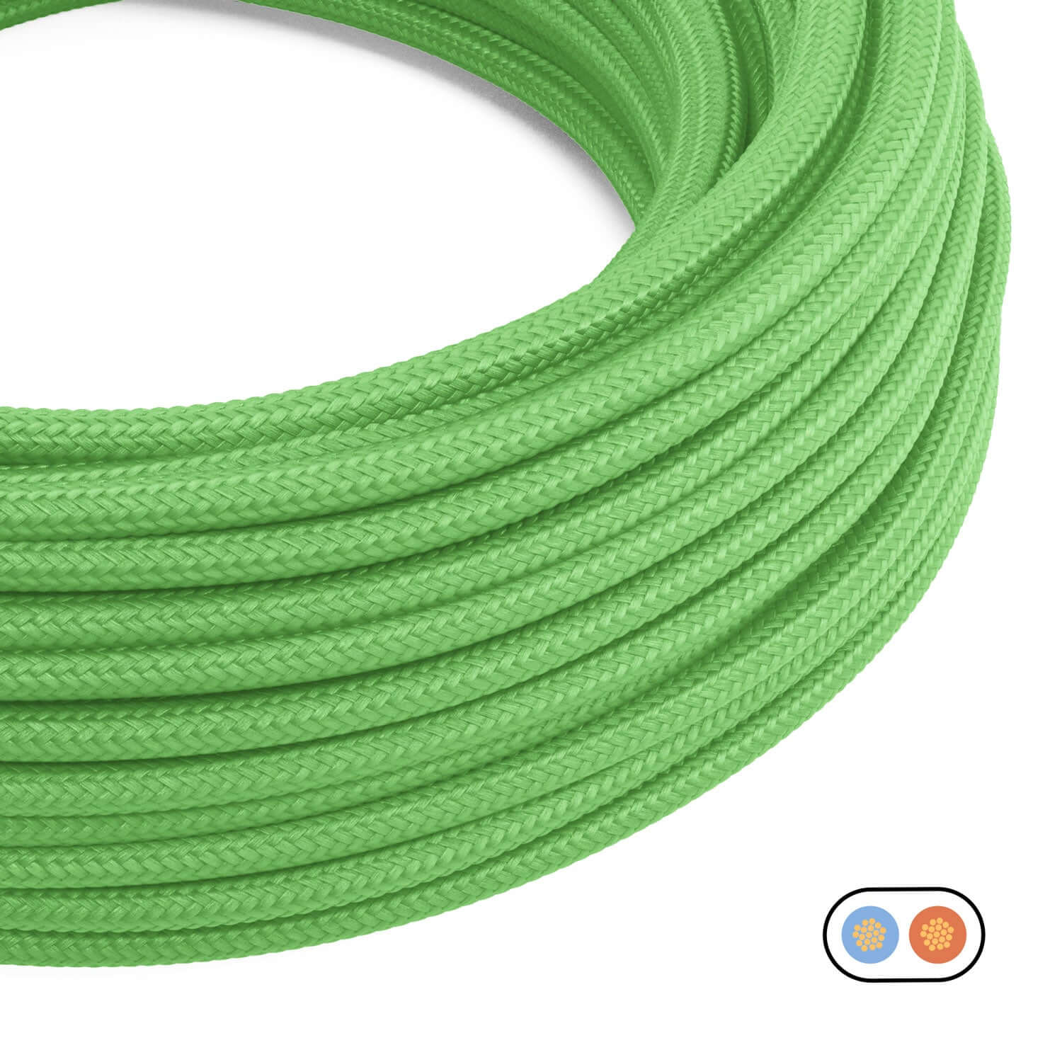 Flat electric cable in glossy Lime Green fabric - PM18 - Image 2