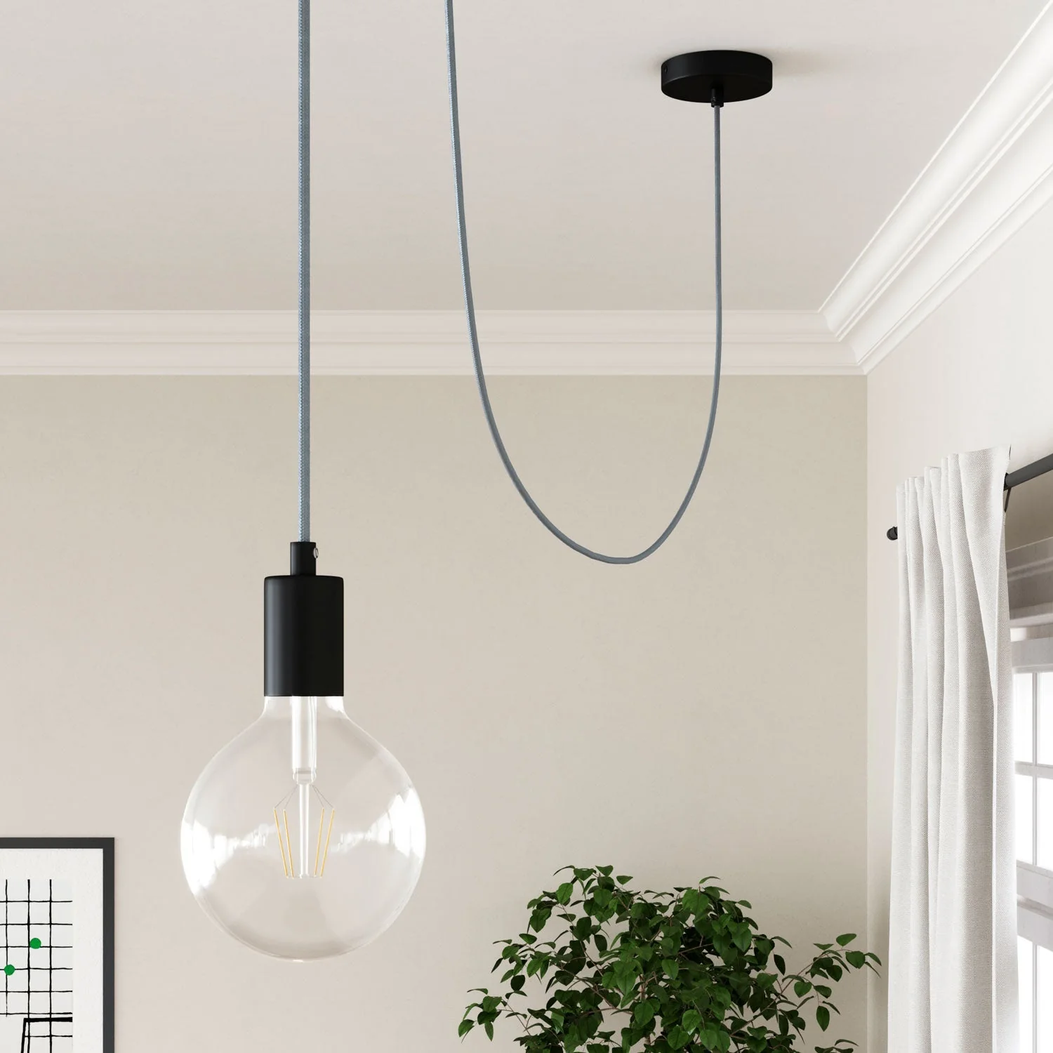 Cloth-Covered Wire - Glossy Light Blue Grey RM30 - UL Listed - Image 3