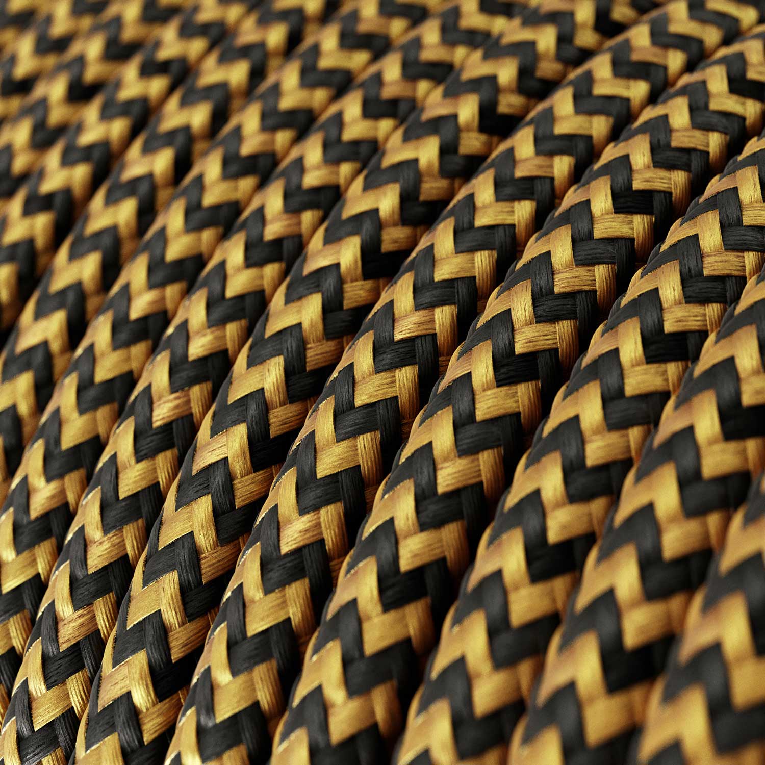 Cloth-Covered Wire - Gold & Black Rayon Chevron RZ24 - UL Listed - Image 2