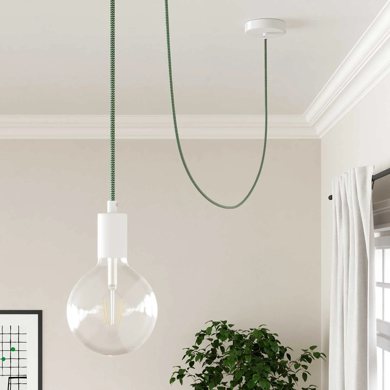 Cloth-Covered Wire - Green & White Chevron RZ06 - UL Listed - Image 3