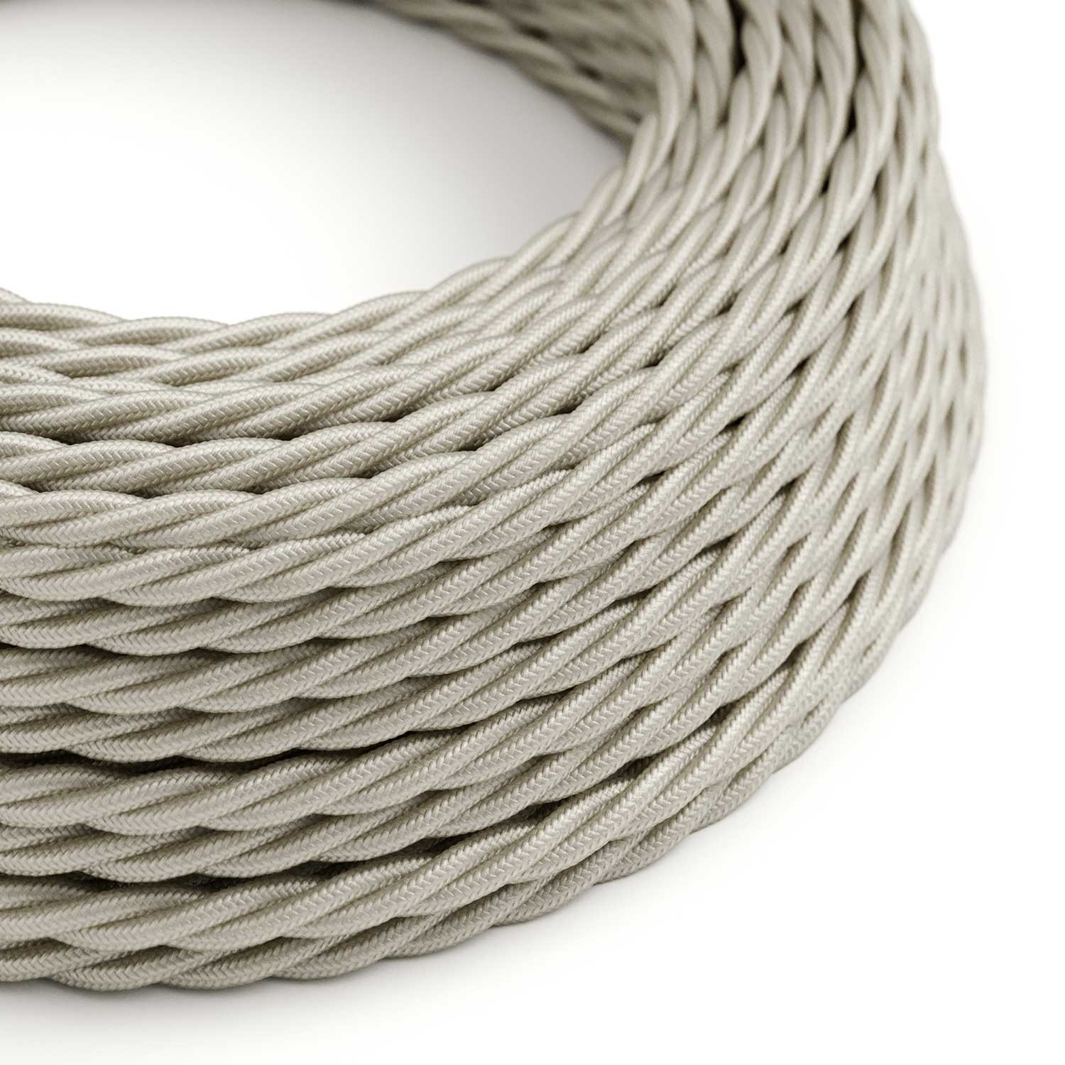 Electric cable in glossy braided Pearl White fabric - The Original Creative Cables, to enhance your lamps - TM00