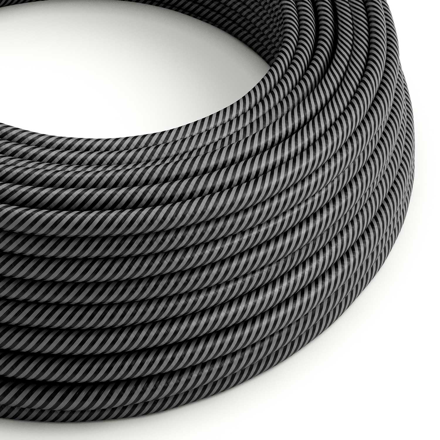 Electric cable in Graphite and Charcoal Black Vertigo fabric – The Original Creative Cables, for exposed designer installations – ERM38