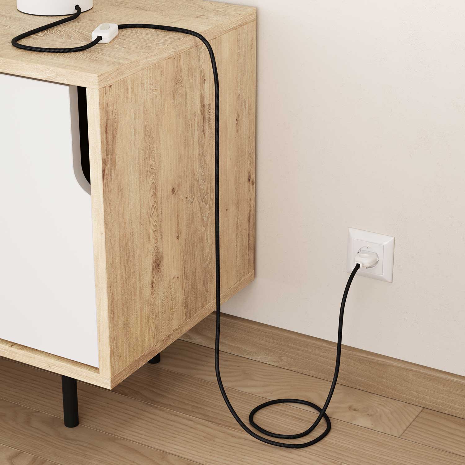 Electric cable in Graphite and Charcoal Black Vertigo fabric – The Original Creative Cables, for exposed designer installations – ERM38 - Image 3