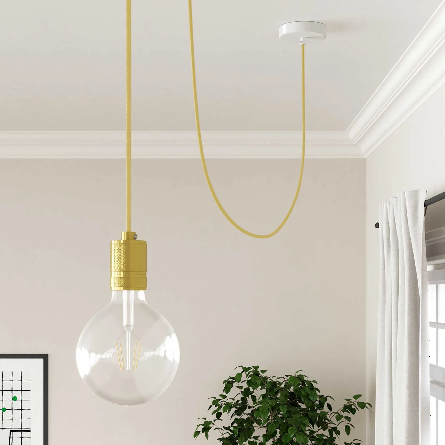 Pastel Yellow cotton coloured electric cable – The Original Creative Cables, for colourful lamps – RC10 - Image 4
