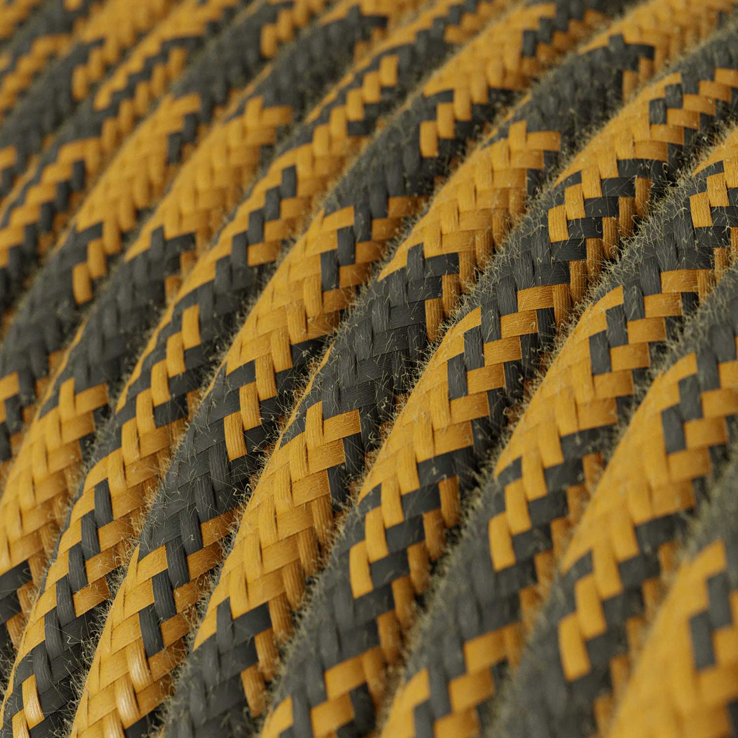 Cloth Covered Wire - Mustard & Gray Cotton Houndstooth RP27 - UL Listed - Image 2