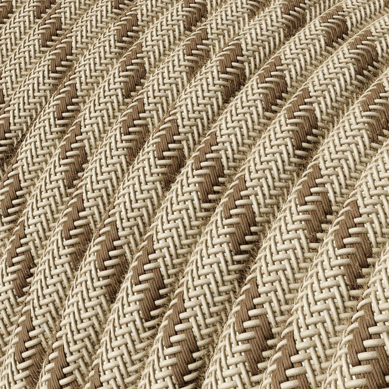 Cloth Covered Wire - Natural & Brown Linen Stripe RD53 - UL Listed - Image 2