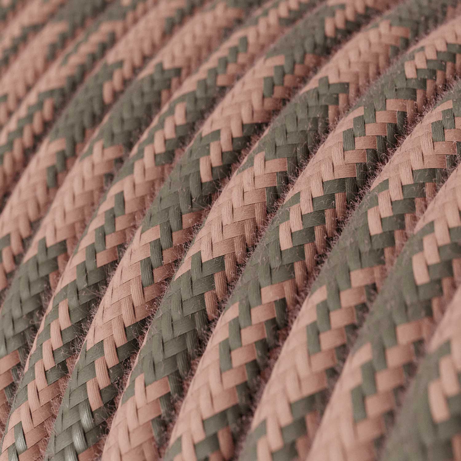 Cloth Covered Wire - Pink & Gray Cotton Houndstooth RP26 - UL Listed - Image 2