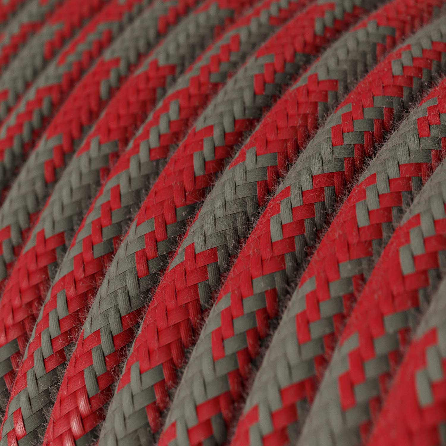 Cloth Covered Wire - Red & Gray Cotton Houndstooth RP28 - UL Listed - Image 2