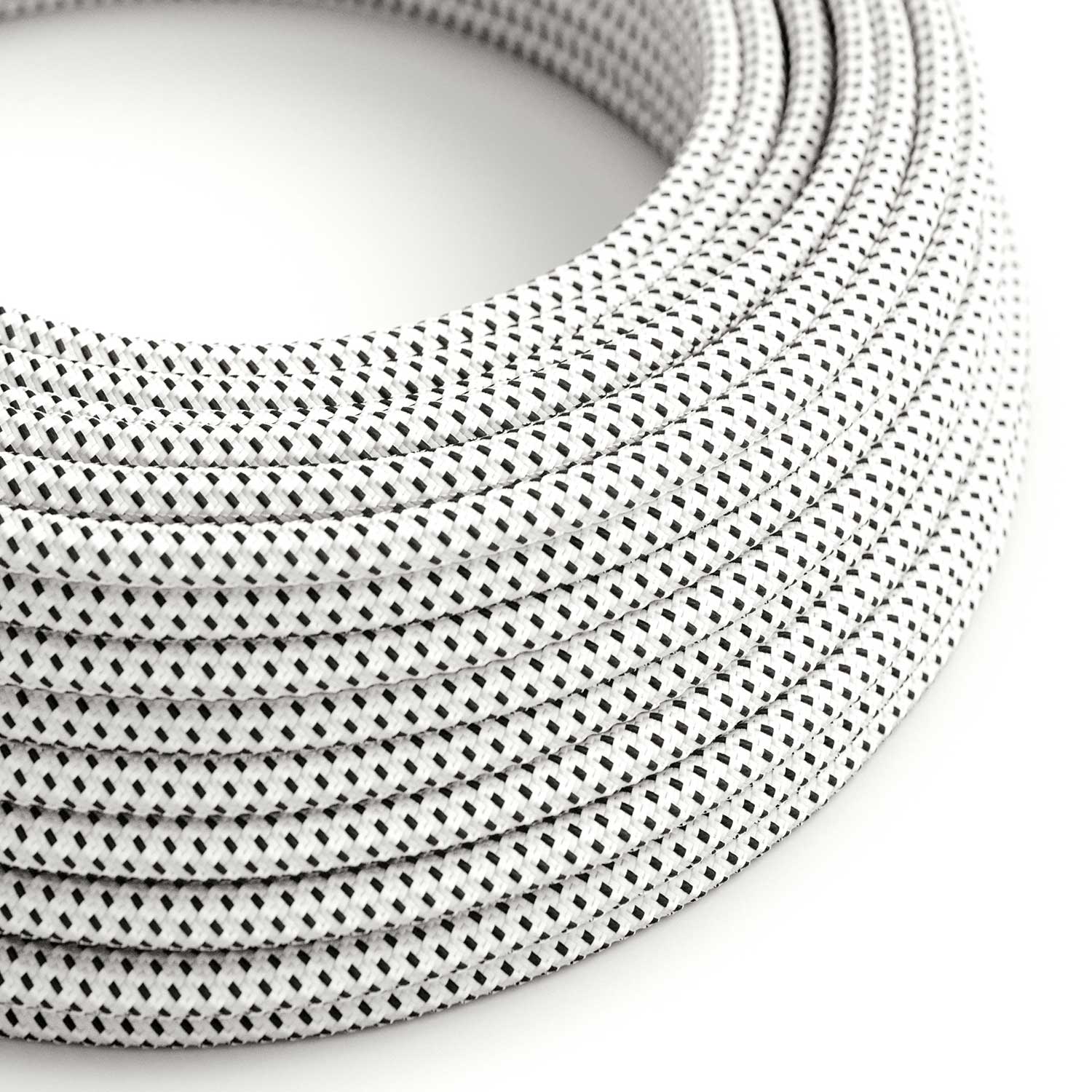 Cloth-Covered Wire - White & Black Tracer RT14 - UL Listed