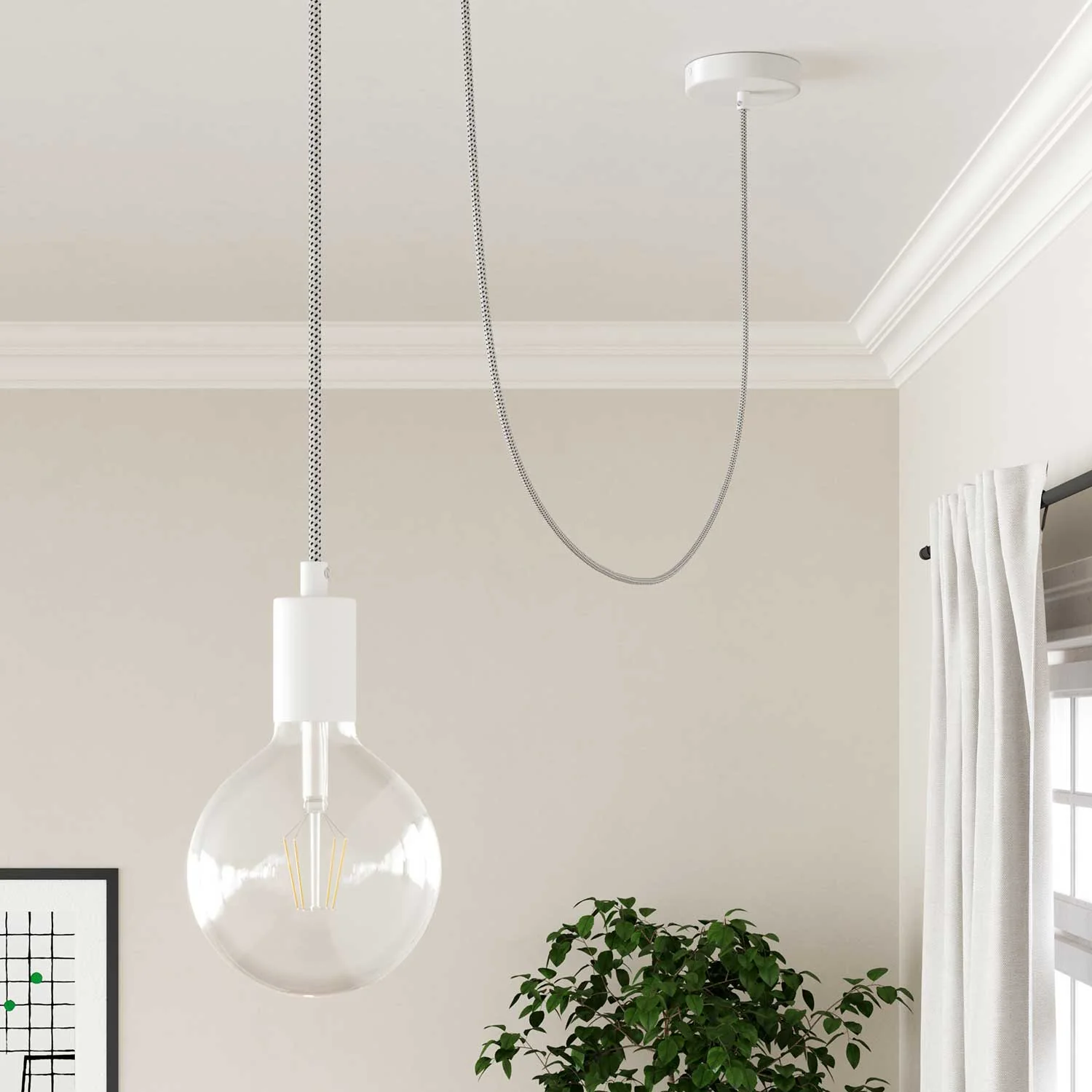 Cloth-Covered Wire - White & Black Tracer RT14 - UL Listed - Image 3