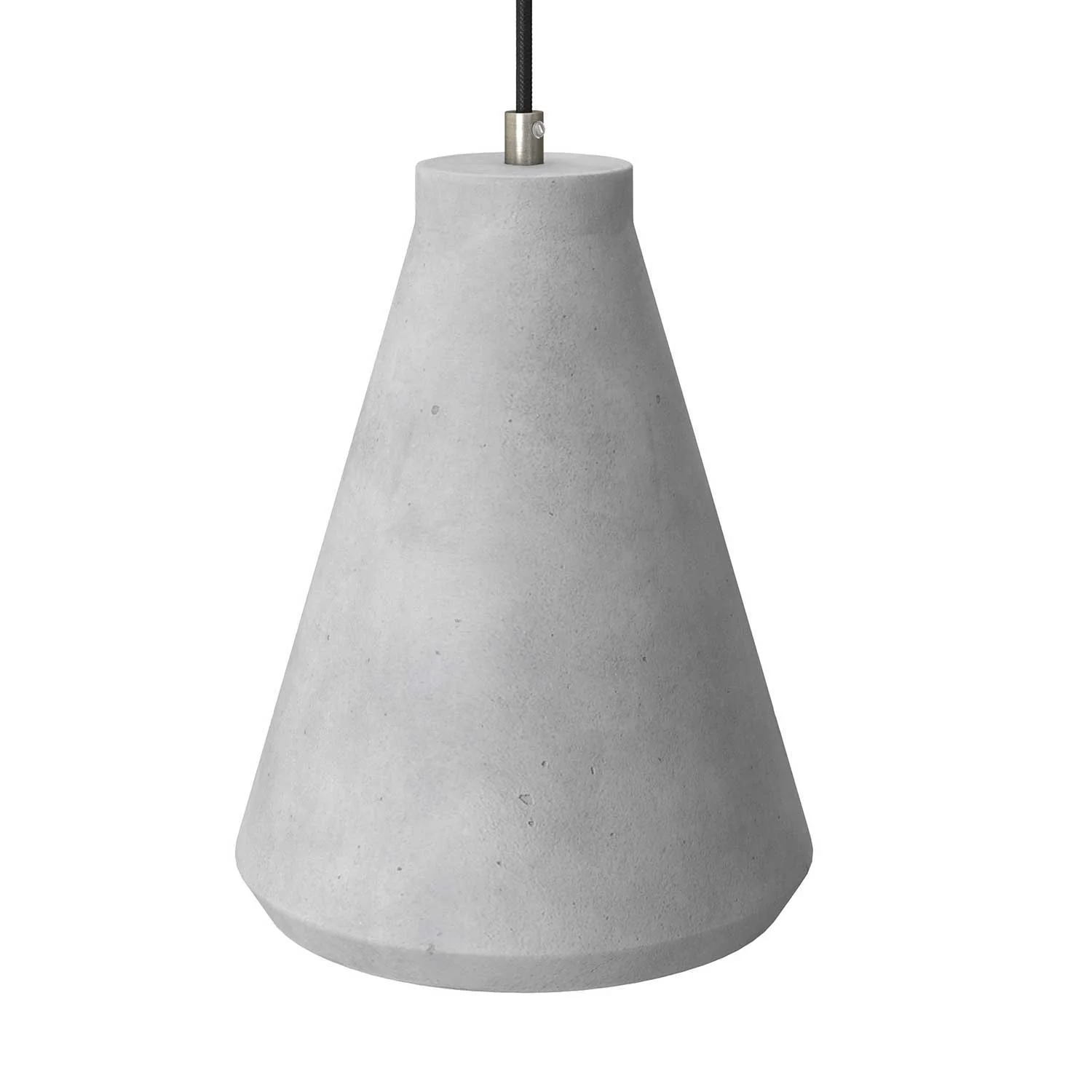 Pendant lamp complete with textile cable, Imbuto cement lampshade and metal finishes - Light cement