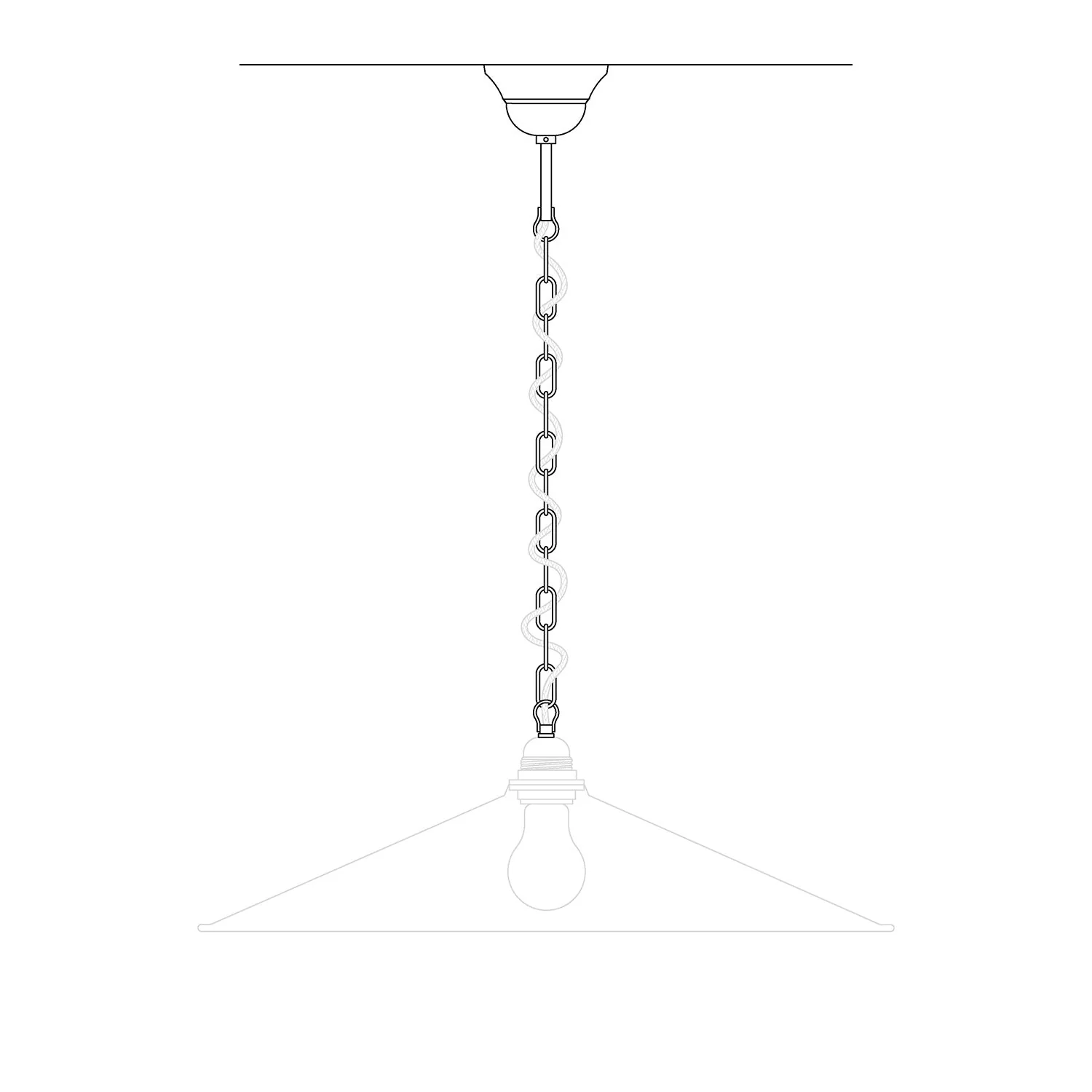 Complete vintage suspension kit: Iron Ceiling canopy and Genovese Chain - 50 cm - Image 5