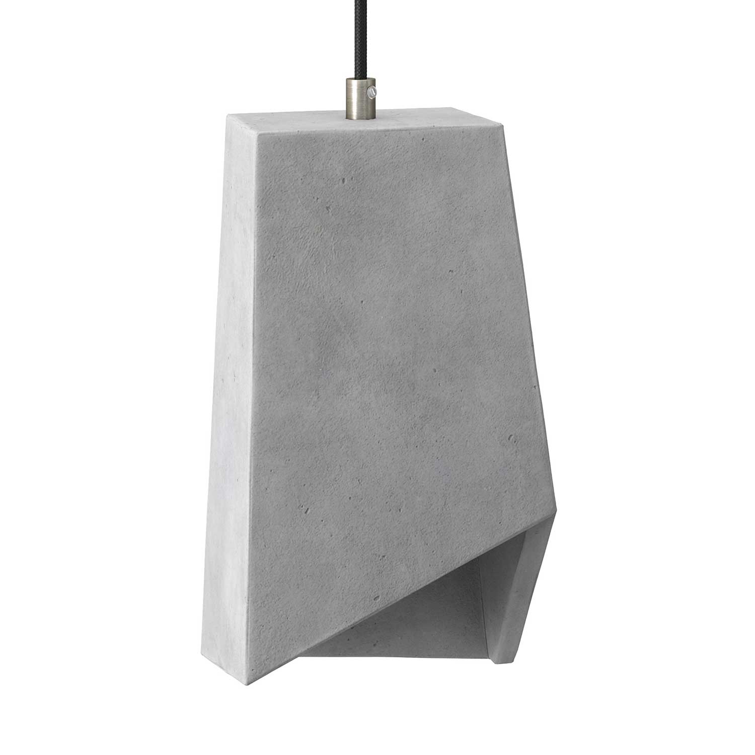 Prisma concrete lampshade for pendant lamp, complete with cable clamp and E27 lamp holder - Light concrete