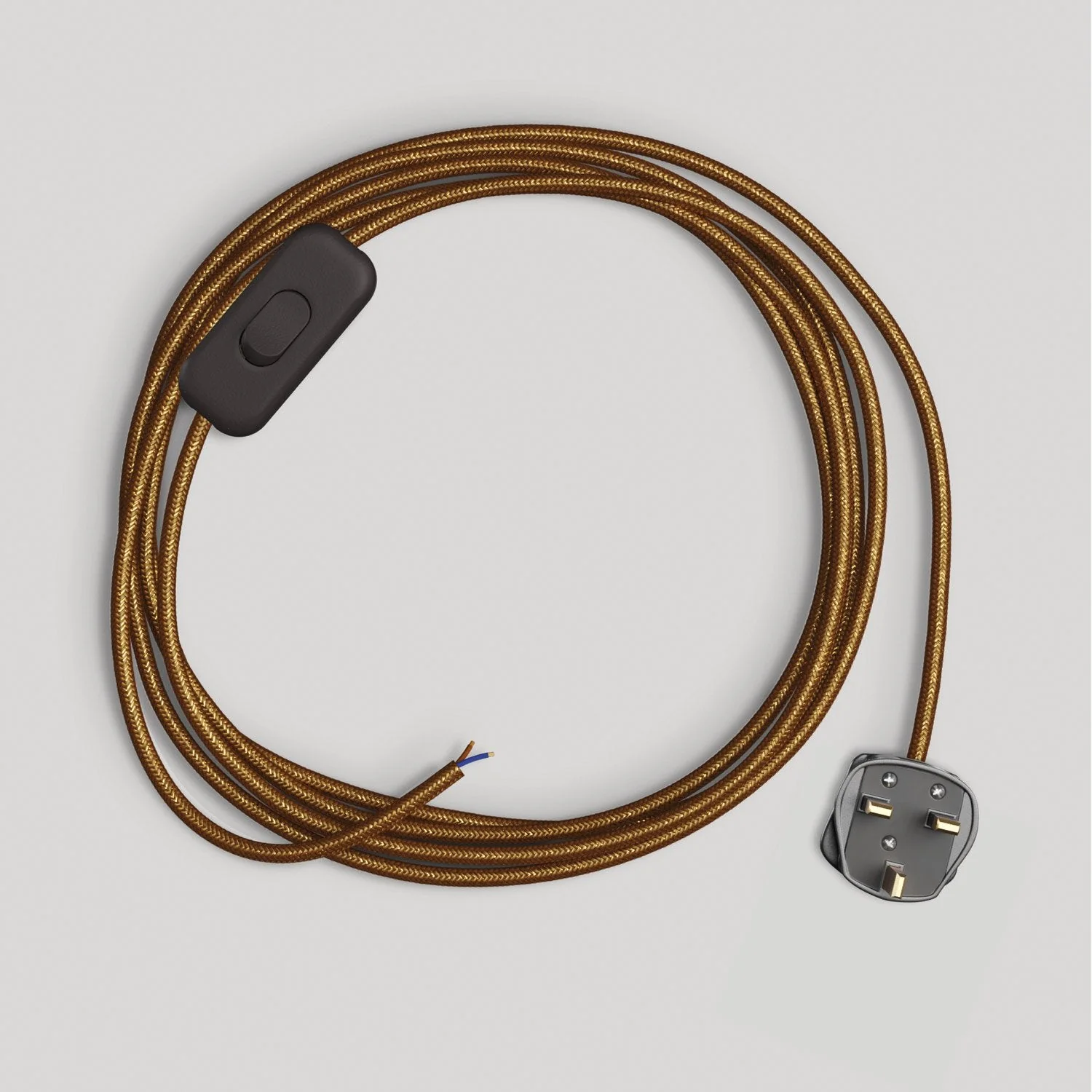 Wiring for lamp with shiny glittered copper cable 1.80 m and UK plug