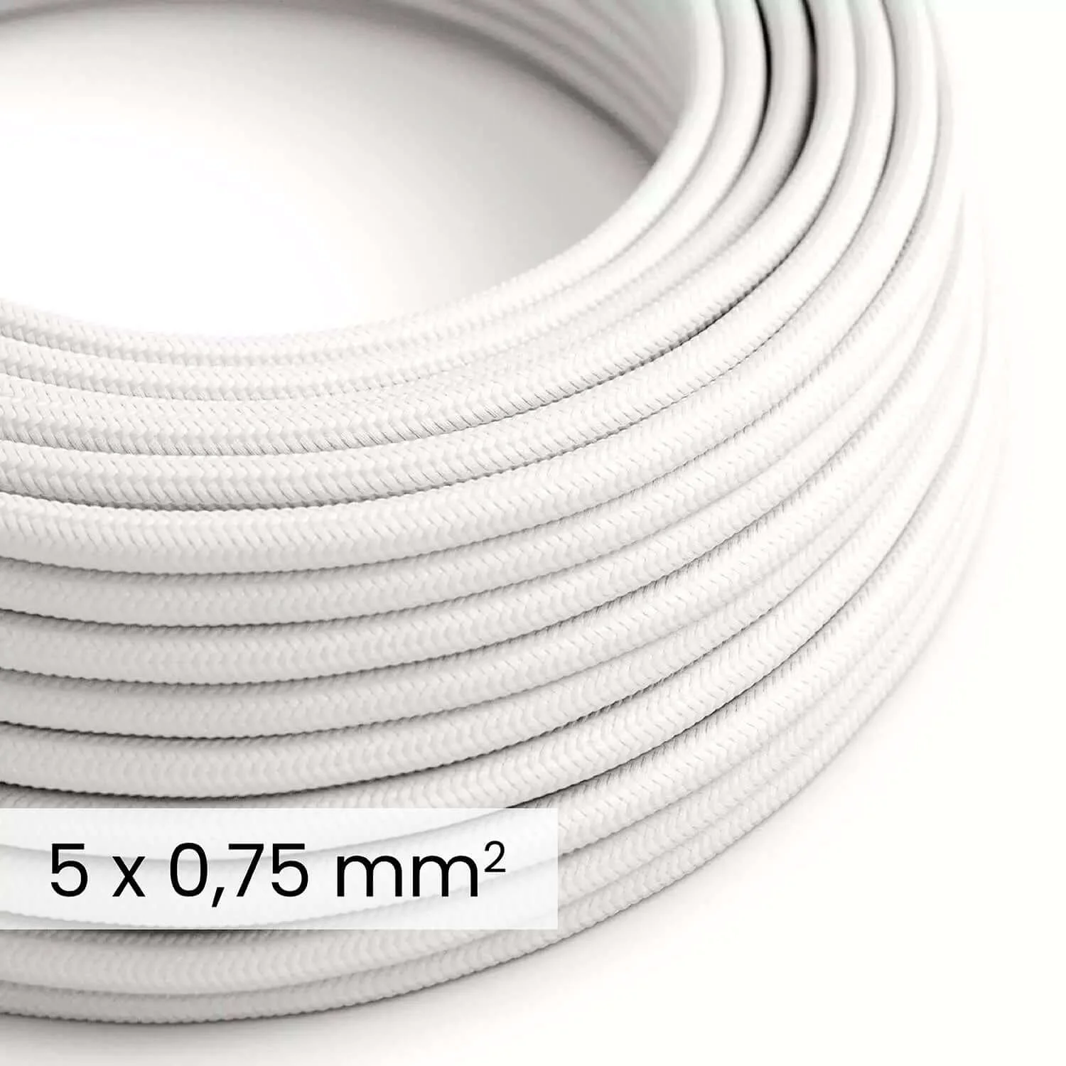 DALI textile electric cable 5x0.75 mm² optic white - Fabric-covered wire for lamps and RM01 systems