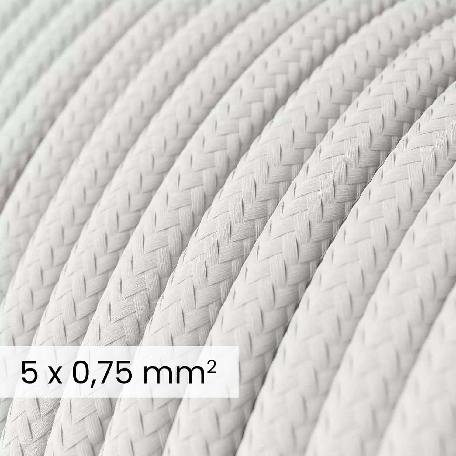 DALI textile electric cable 5x0.75 mm² optic white - Fabric-covered wire for lamps and RM01 systems - Image 2