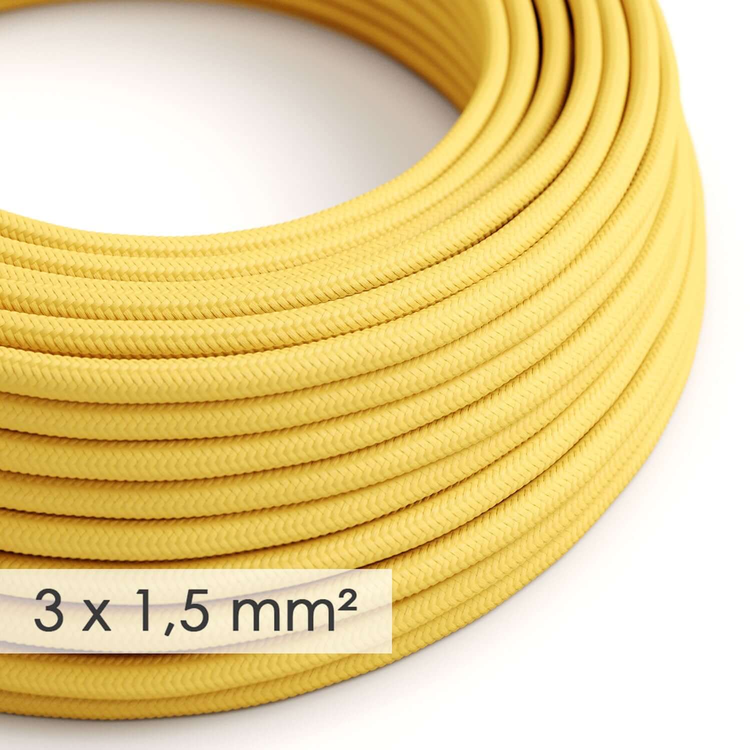 Large-section cable 3x1.50 round - silk effect fabric Yellow RM10