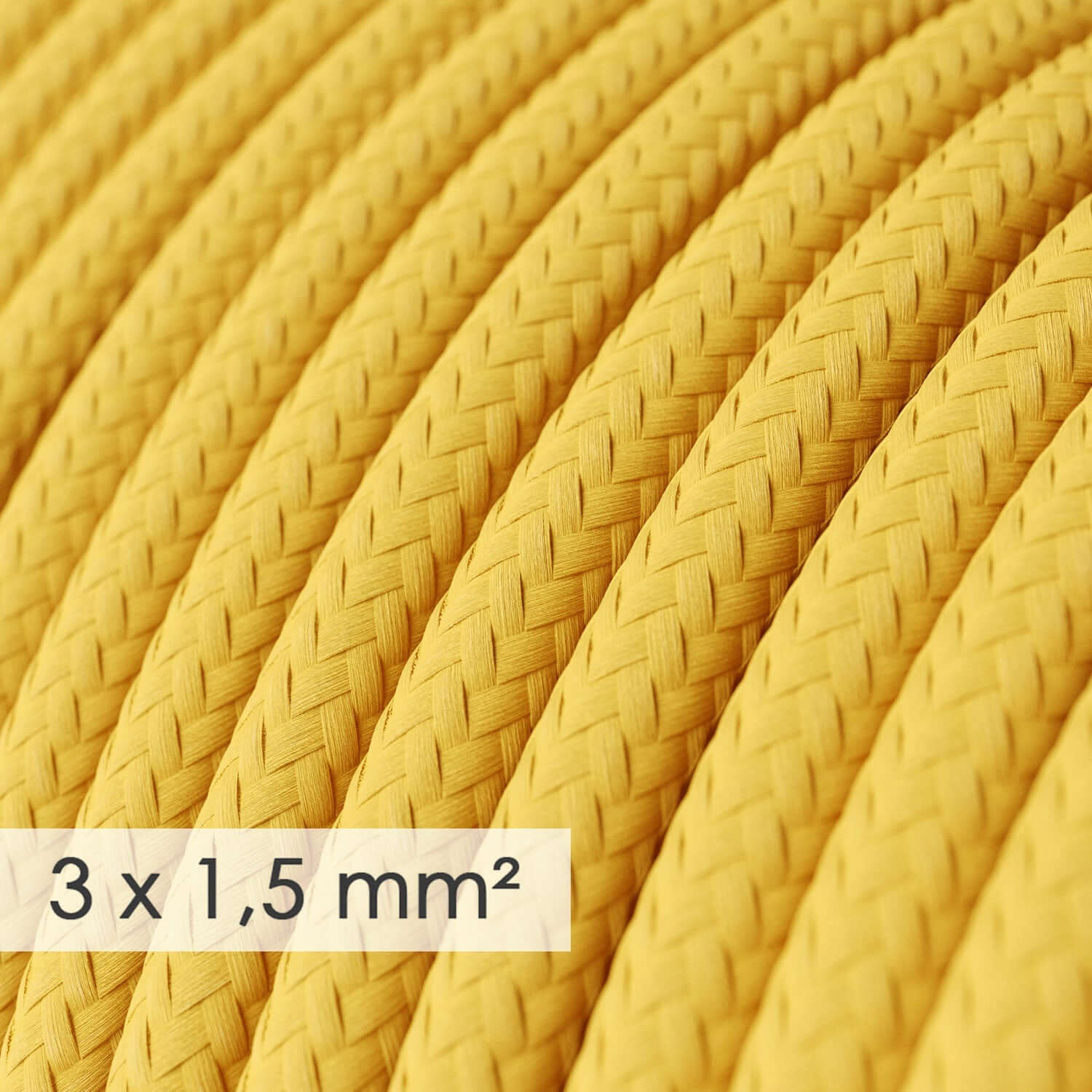 Large-section cable 3x1.50 round - silk effect fabric Yellow RM10 - Image 2
