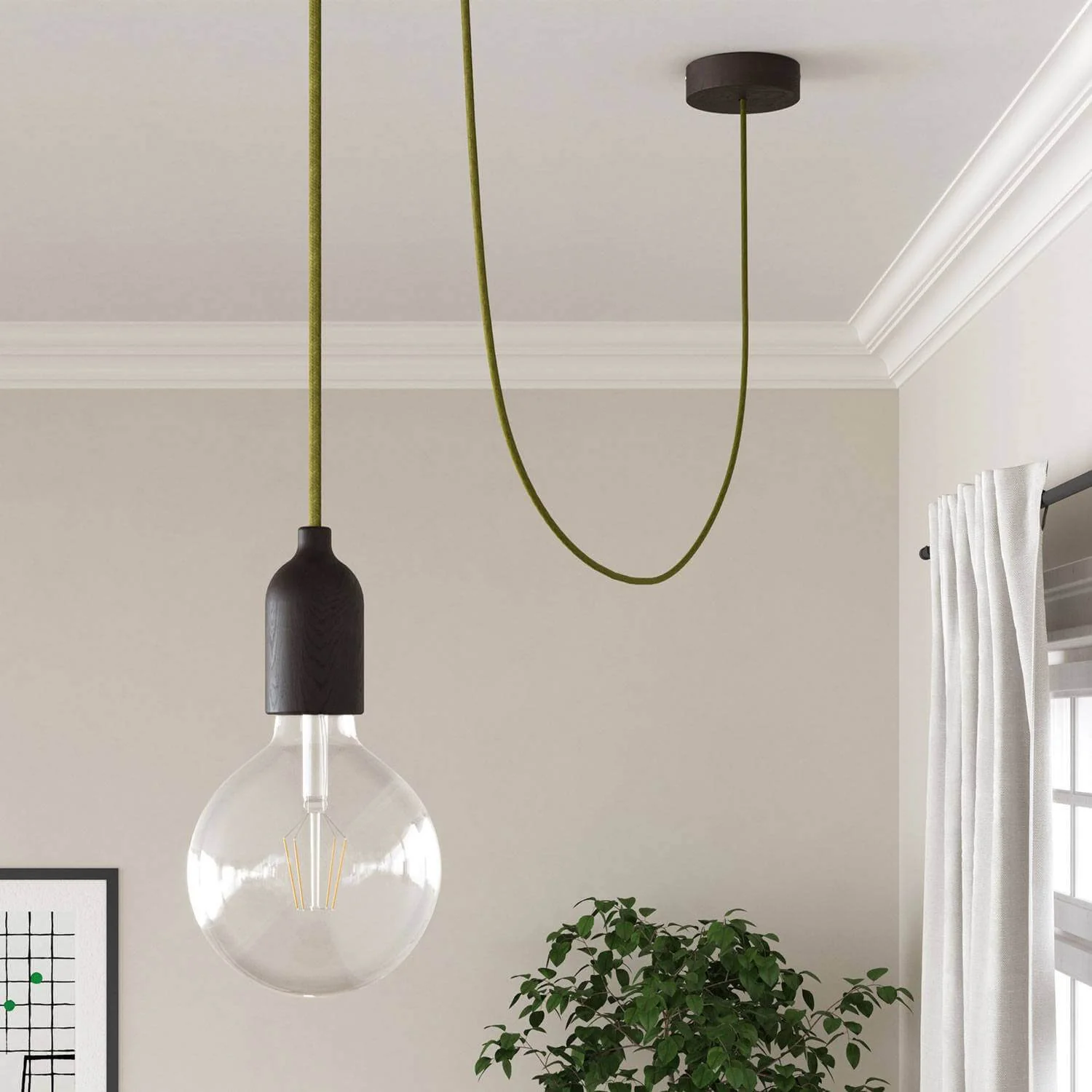 Green Hay jute-covered electric cable - The Original Creative Cables, for original DIY lamps - RN23 - Image 4