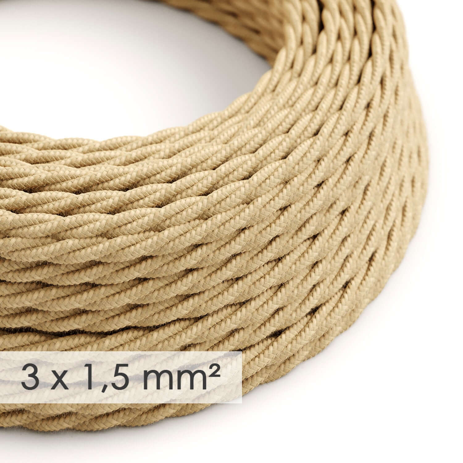 Large section electric cable 3x1.50 braided - Jute TN06