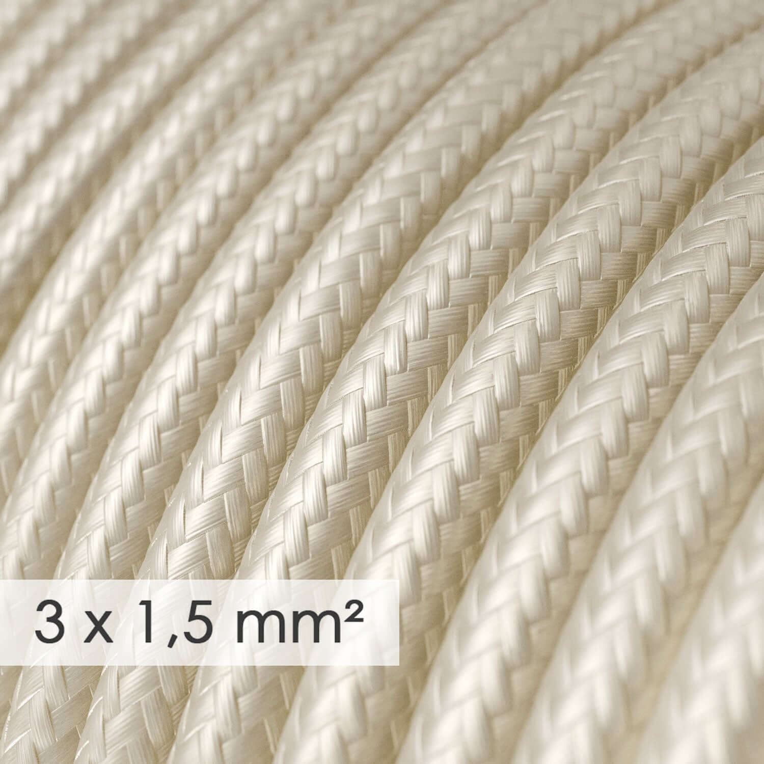 Large section electric cable 3x1.50 round – silk effect fabric Ivory RM00 - Image 2