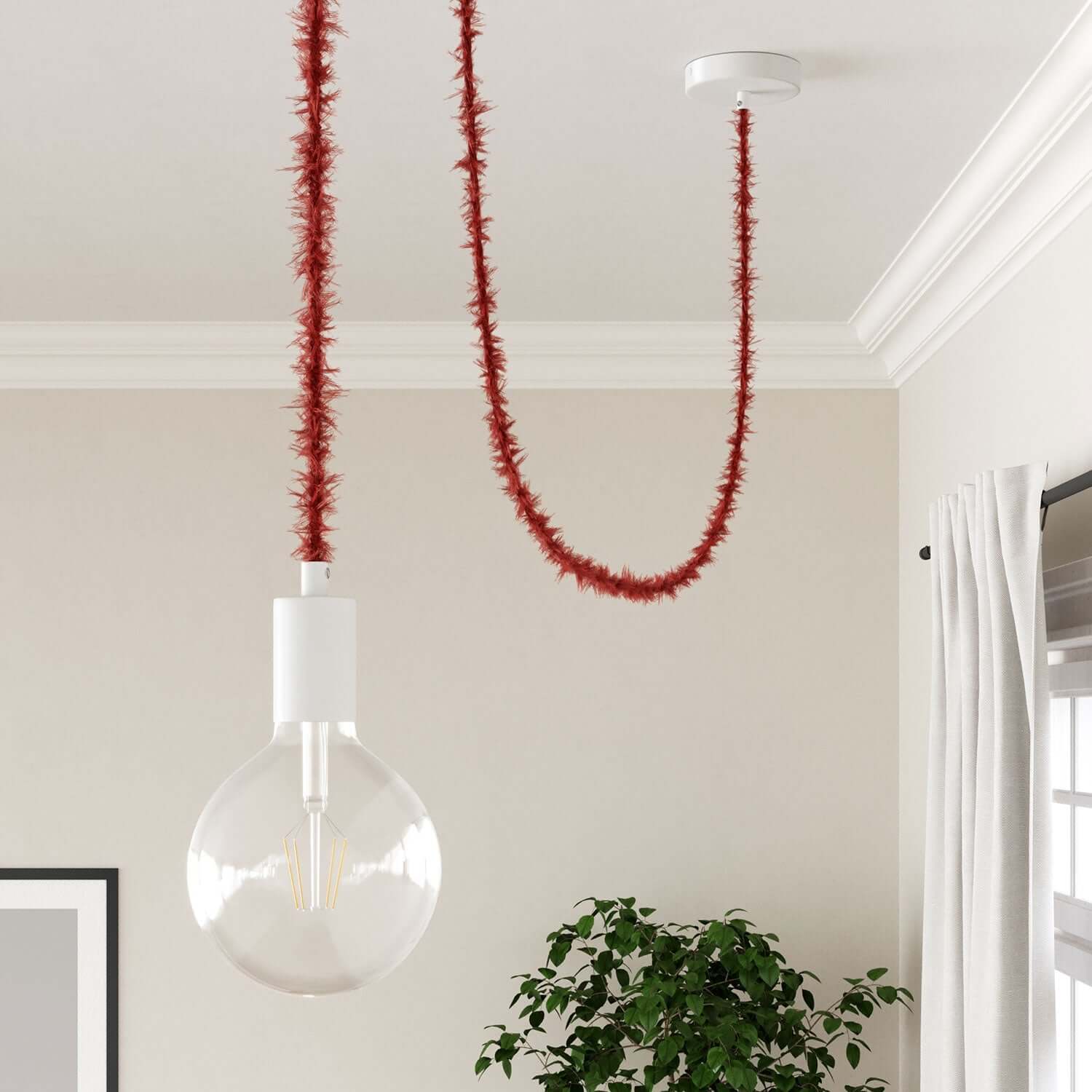 Red Fire Marlene textile electric cable - The Original Creative Cables, for your designer lamps - TP09 - Image 4