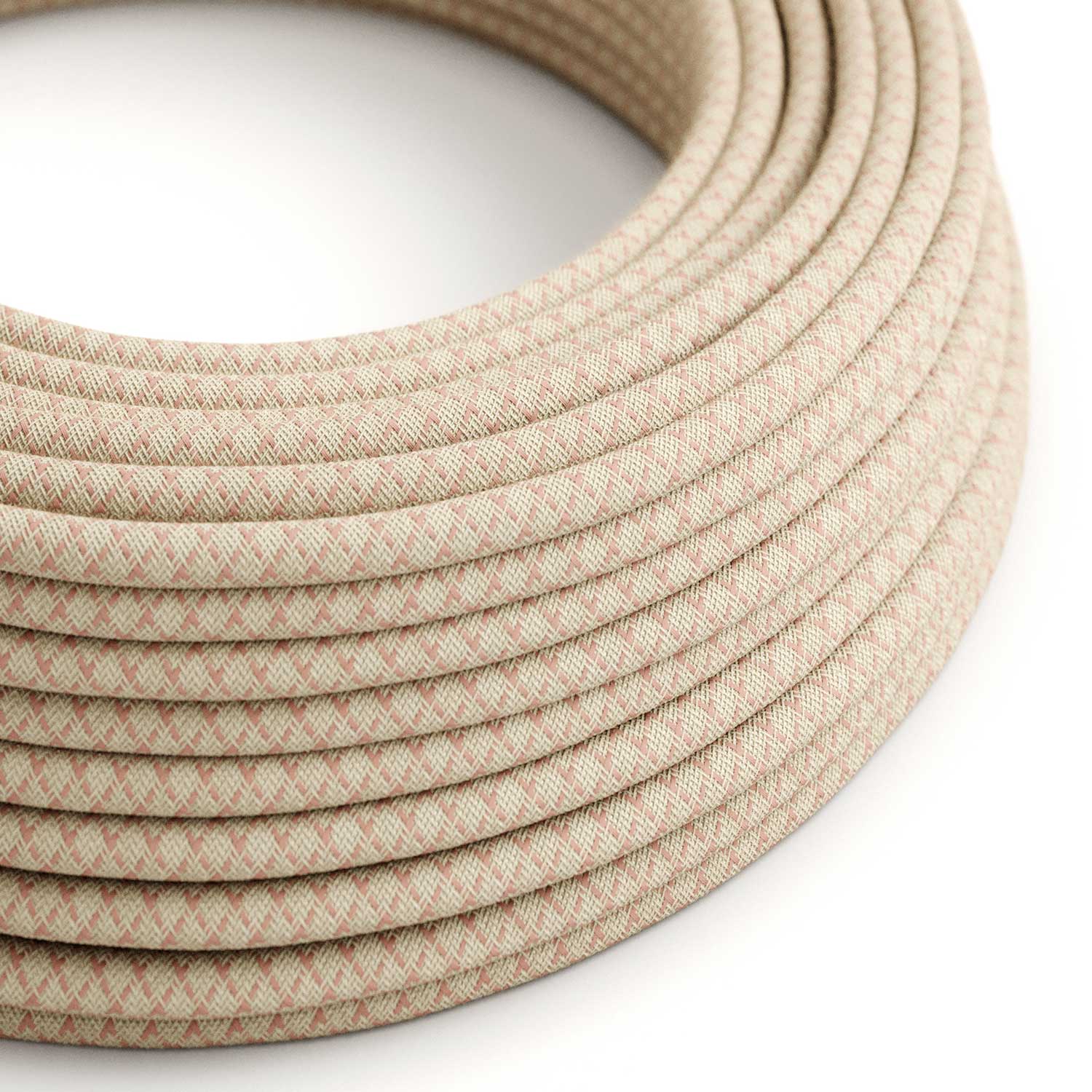 Lighting cable in Antique Pink and Beige Diamond - The Original Creative Cables, ideal for your lighting projects - RD61