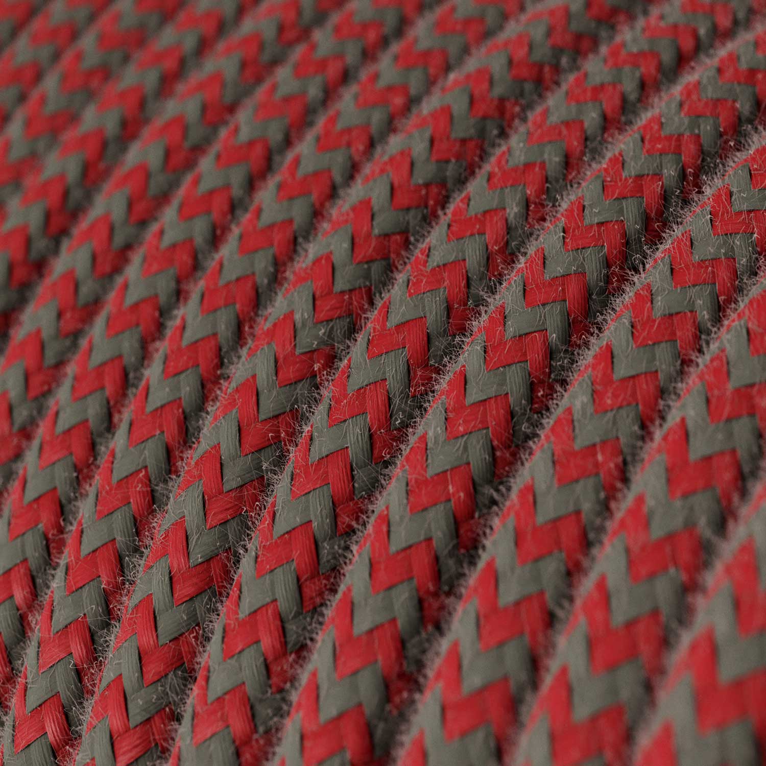 Lighting cable in Fire Red and Stone Grey cotton - The Original Creative Cables, ideal for unique lamps - RZ28 - Image 2